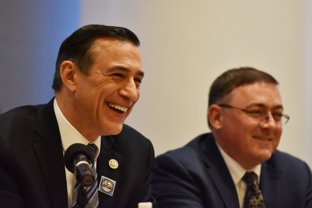 Rep. Darrell Issa (R-CA), left, at a Judiciary Committee meeting in January. CREDIT: Sean Zanni/Getty Images for NARAS