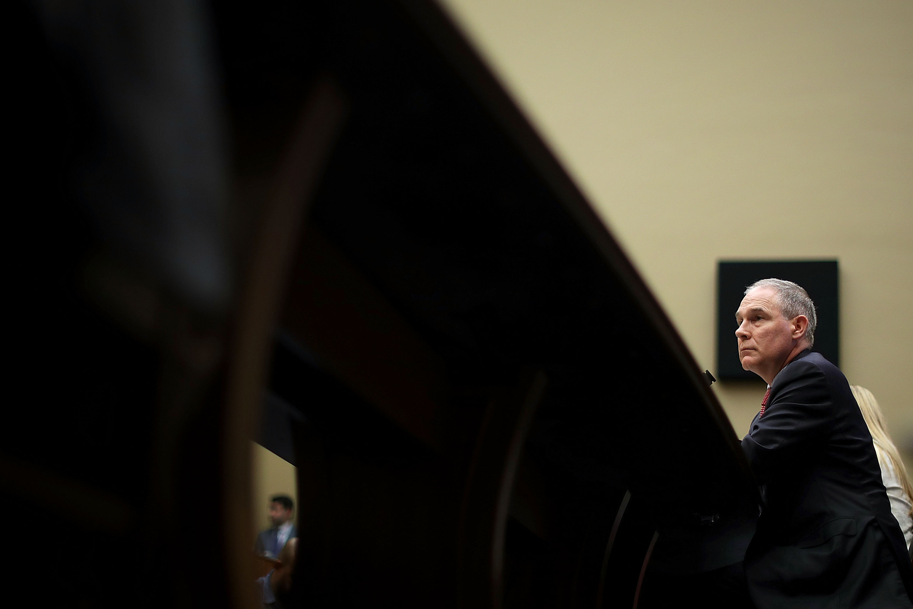 Environmental Protection Agency Administrator Scott Pruitt testifies before the House Energy and Commerce Committee's Environment Subcommittee in this April 26, 2018, file photo. CREDIT: Chip Somodevilla/Getty Images