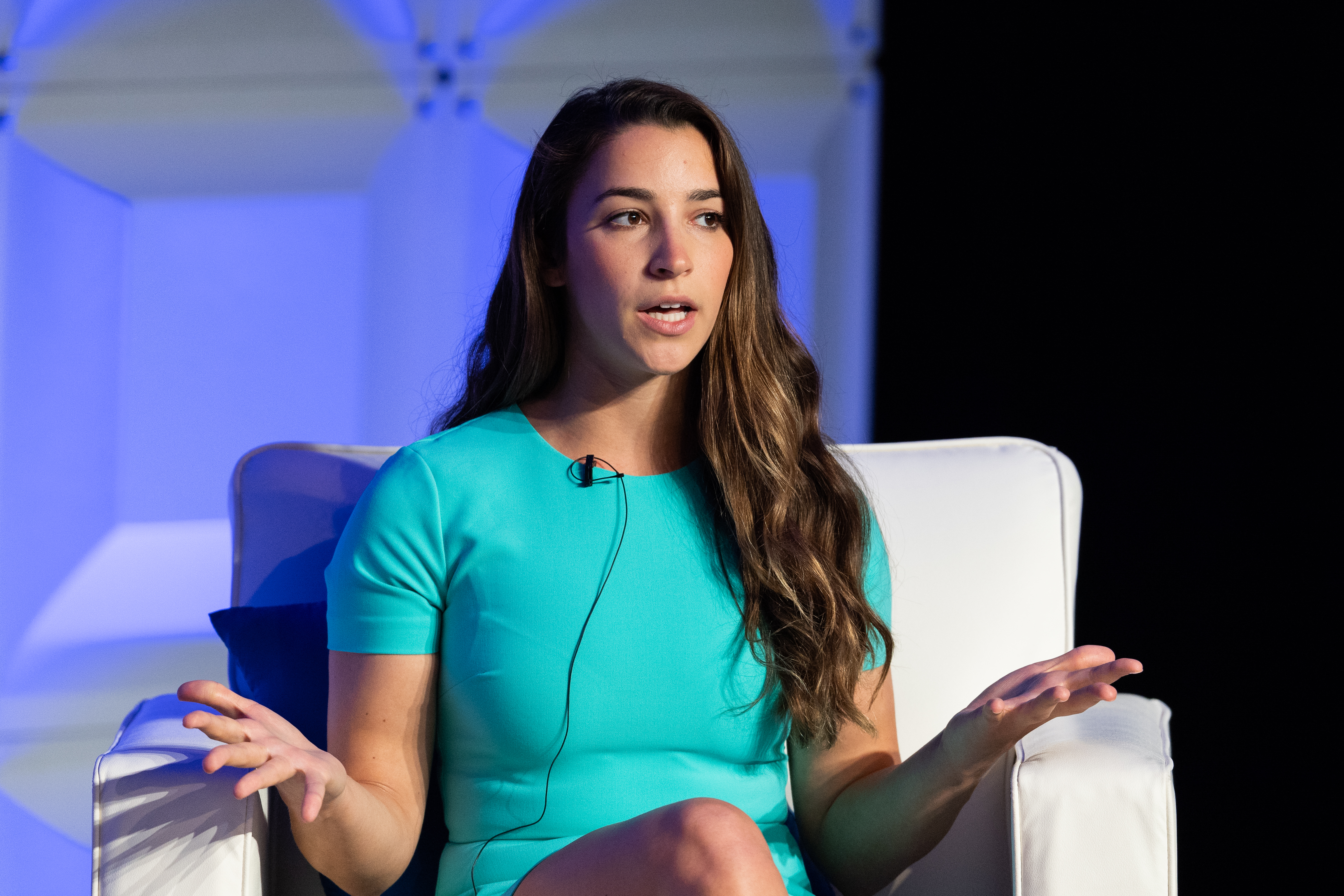 Aly Raisman, Olympic champion gymnast and activist, at the Anti-Defamation League (ADL) National Leadership Summit in Washington, DC. (CREDIT: Michael Brochstein/SOPA Images/LightRocket via Getty Images)