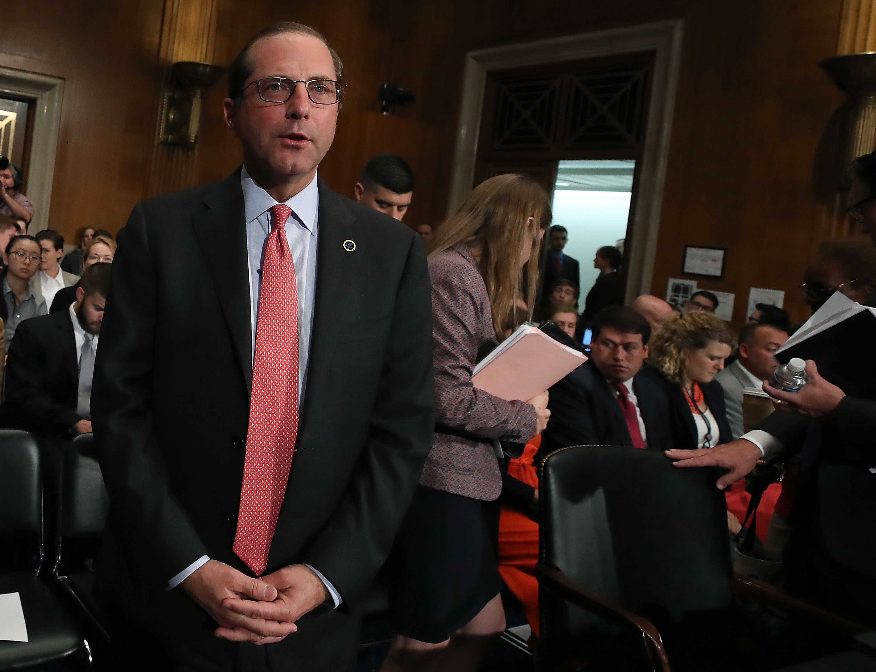 WASHINGTON, DC - JUNE 12: HHS Secretary Alex Azar appears to testify before the Senate Health, Education, Labor and Pensions Committee, on Capitol Hill June 12, 2018 in Washington, DC. The committee heard testimony on President Trump's Drug pricing plan. (Photo by Mark Wilson/Getty Images)