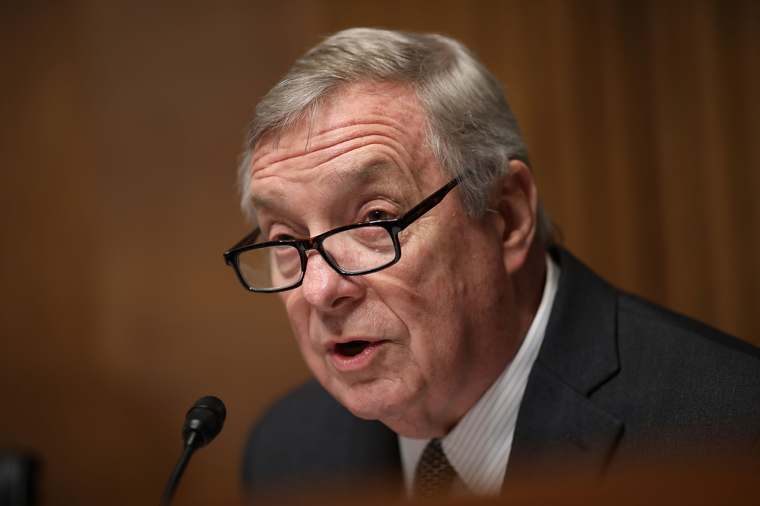 Sen. Dick Durbin (D- IL) called for Department of Homeland Security Secretary Kirstjen Nielsen to resign her post over the Trump administration's practice of separating immigrant children from their parents at the U.S.-Mexico border. (Photo credit: Win McNamee/Getty Images)