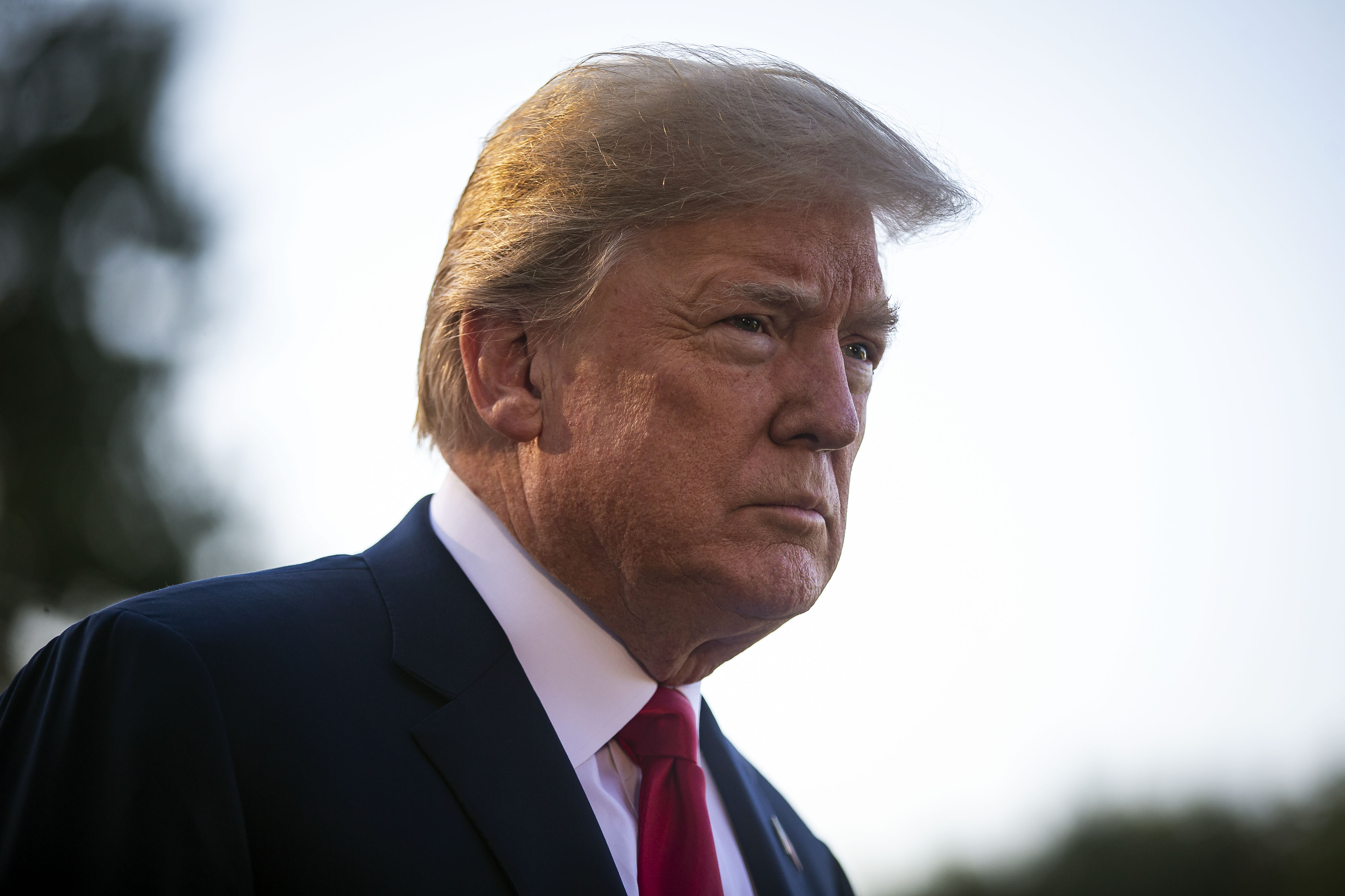 U.S. President Donald Trump speaks to reporters on the South Lawn before boarding Marine One and departing the White House, on July 9, 2018 in Washington, DC. Trump is heading to Brussels for the NATO Summit. (Photo by Al Drago/Getty Images)