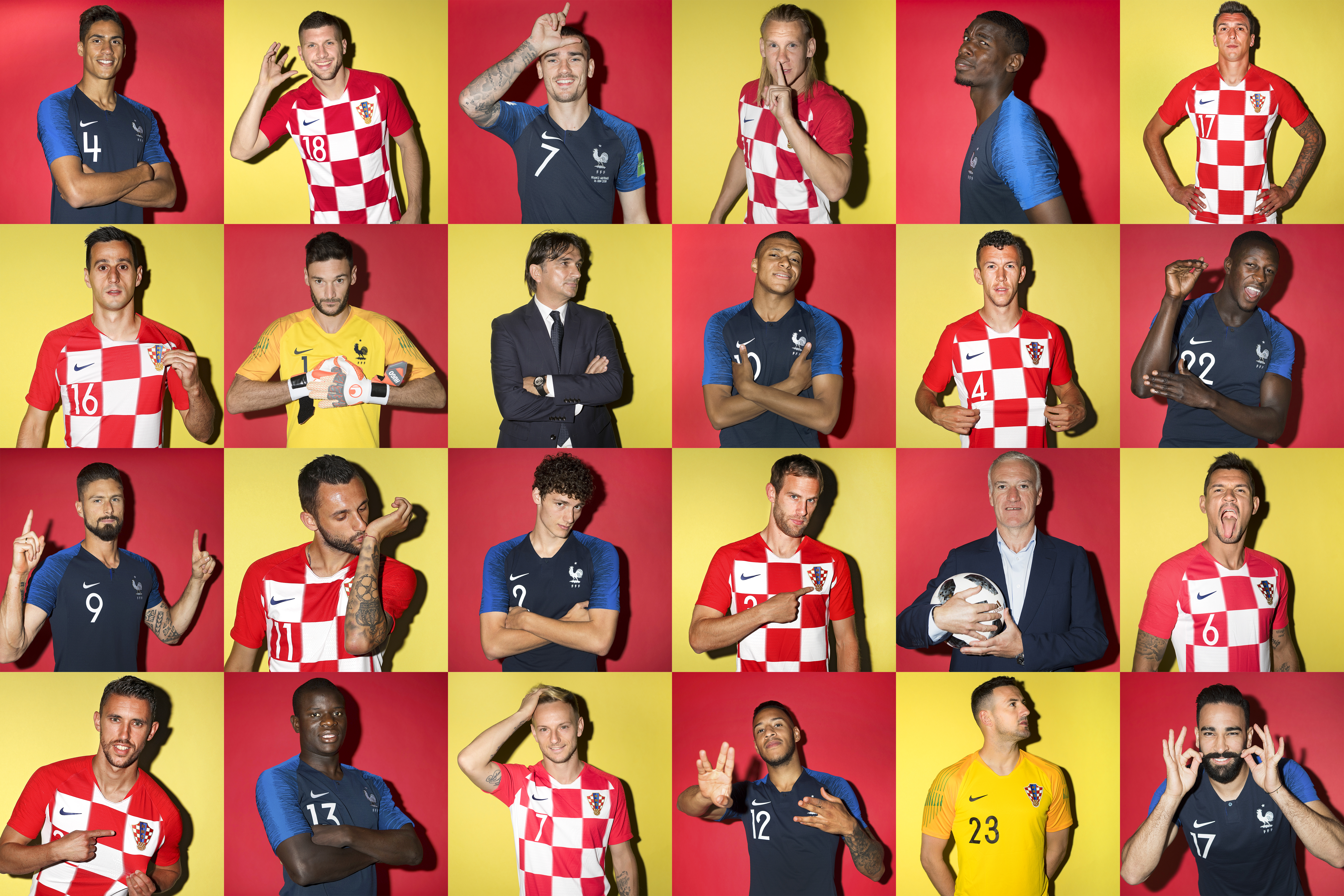 In this composite image a comparison has been made between the players France and Croatia. France and Croatia meet in the FIFA World Cup 2018 final. (CREDIT: FIFA/FIFA via Getty Images)