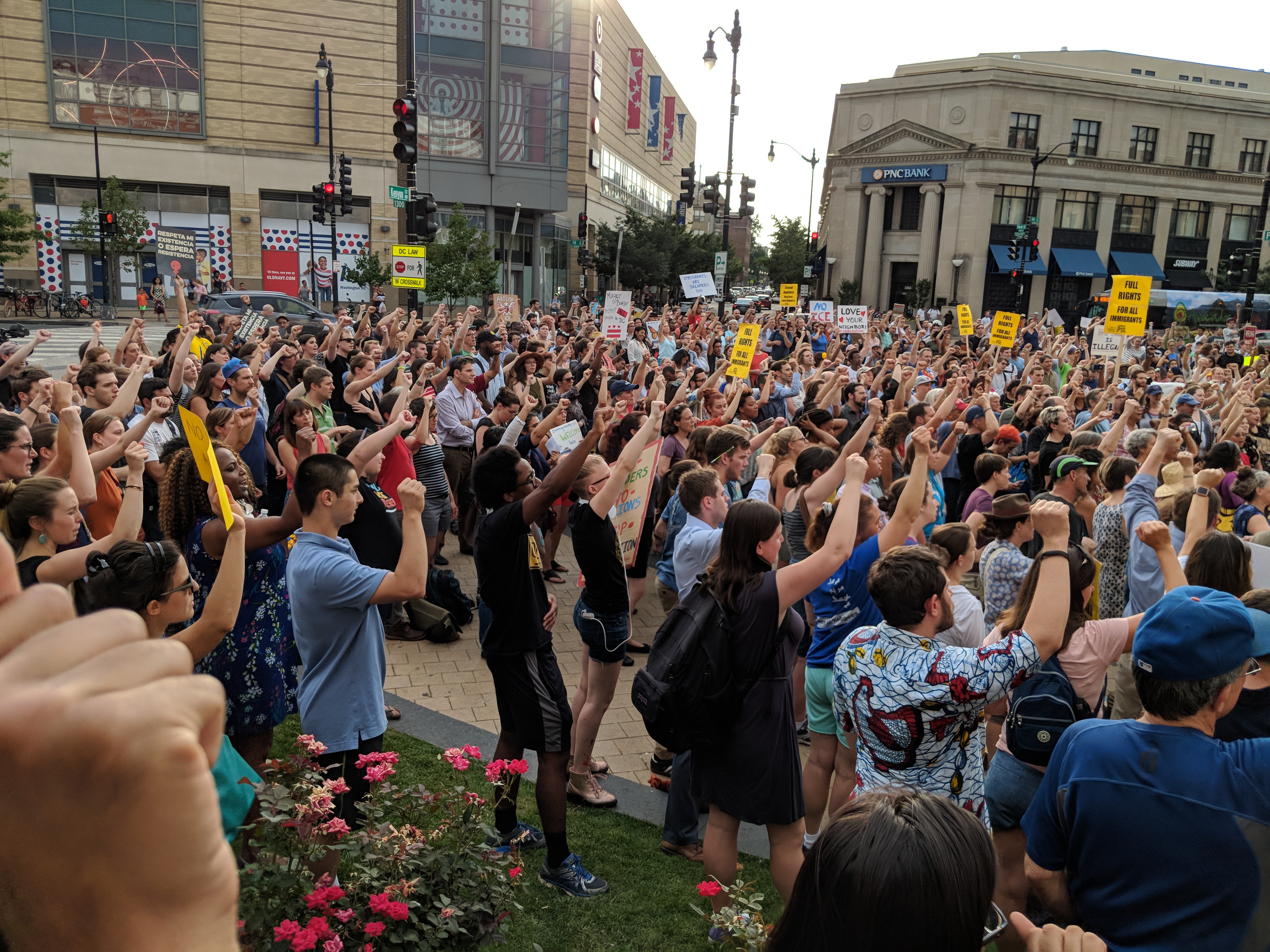 D.C, residents protest a recent ICE raid. (CREDIT: Alan Pyke/ThinkProgress)