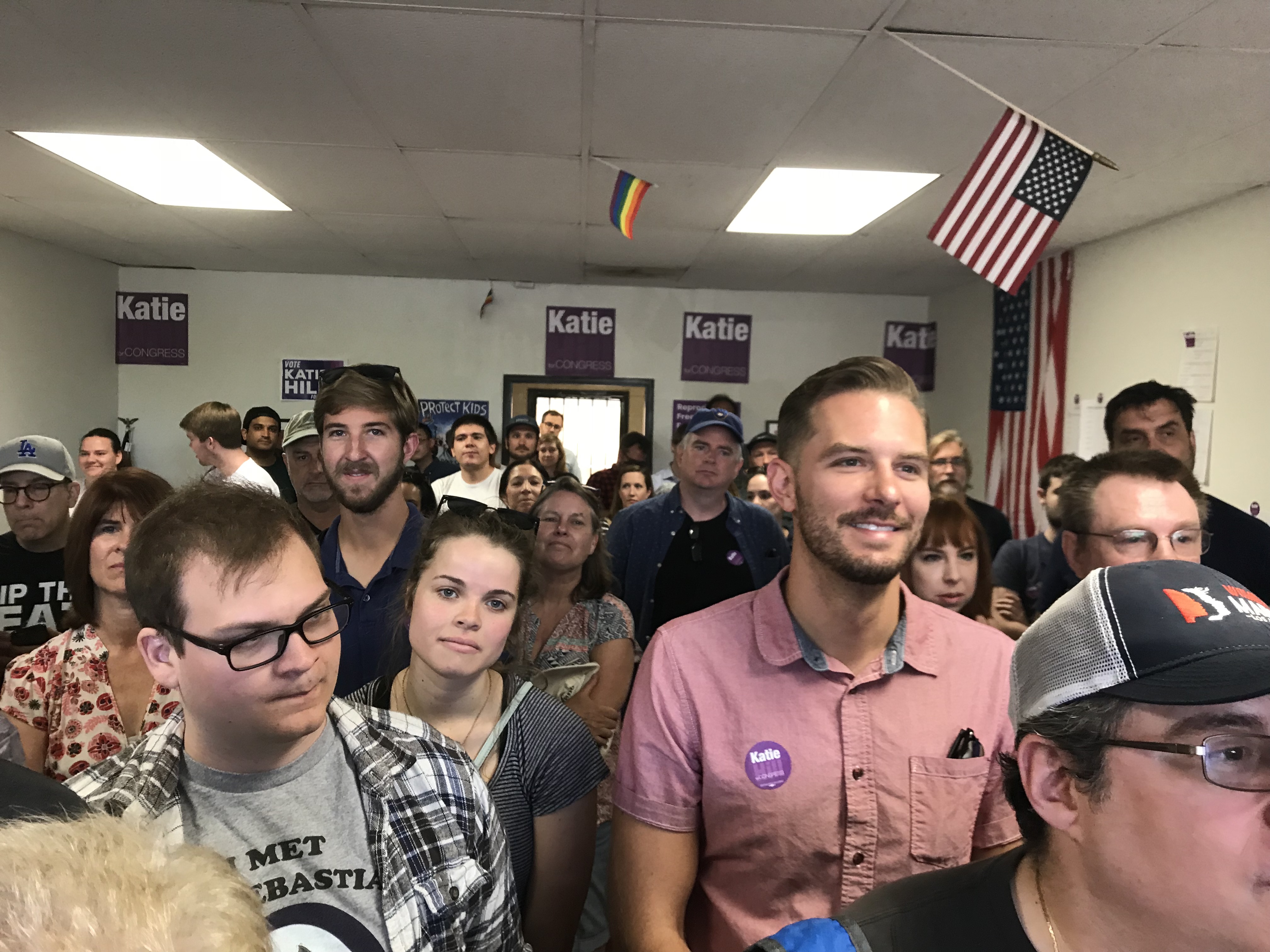 A group of Hill volunteers prepare for a voter registration drive. (Courtesy, Katie Hill for Congress)