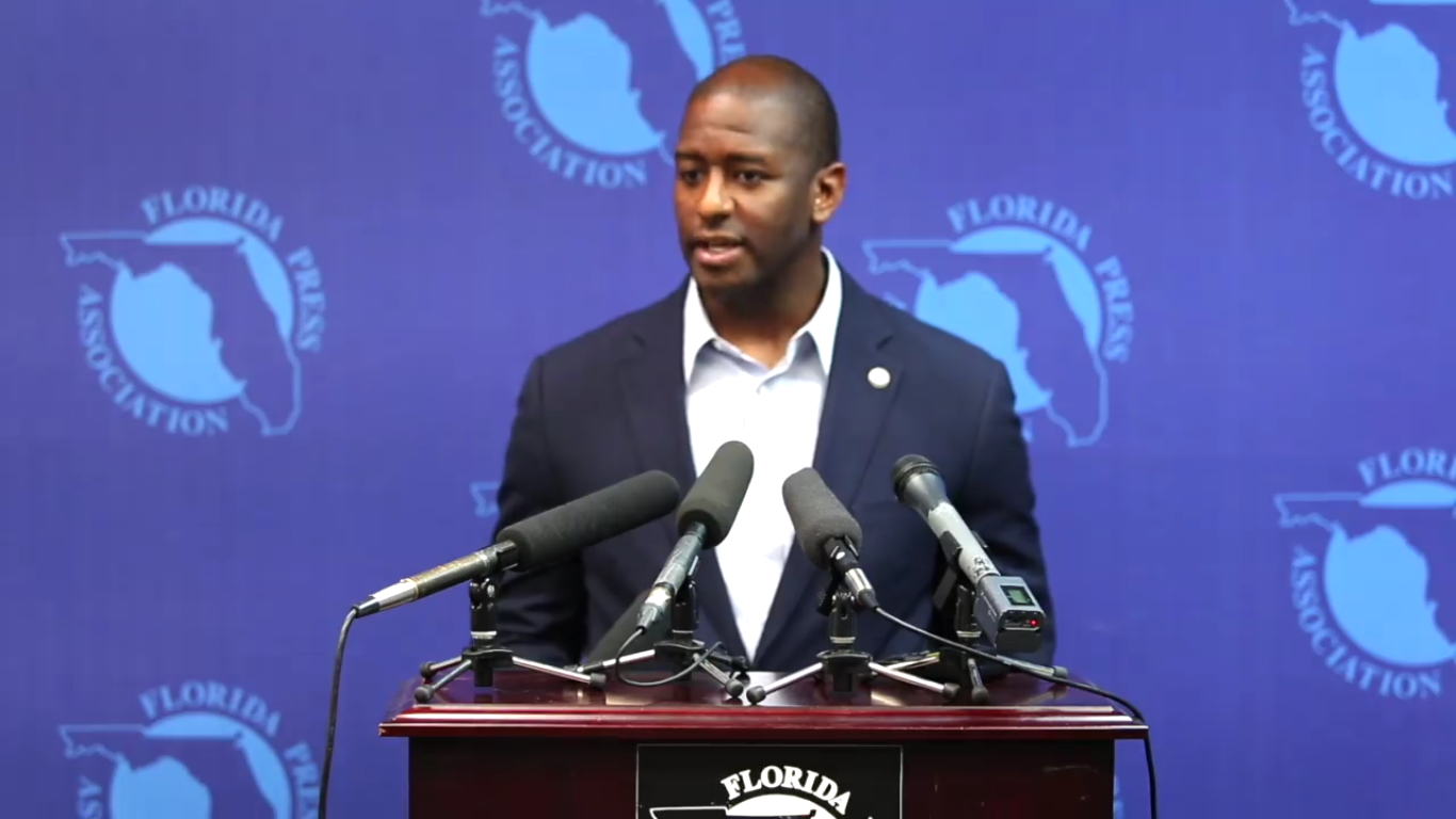 Andrew Gillum speaking at Florida Press Association Monday (Credit: screengrab)
