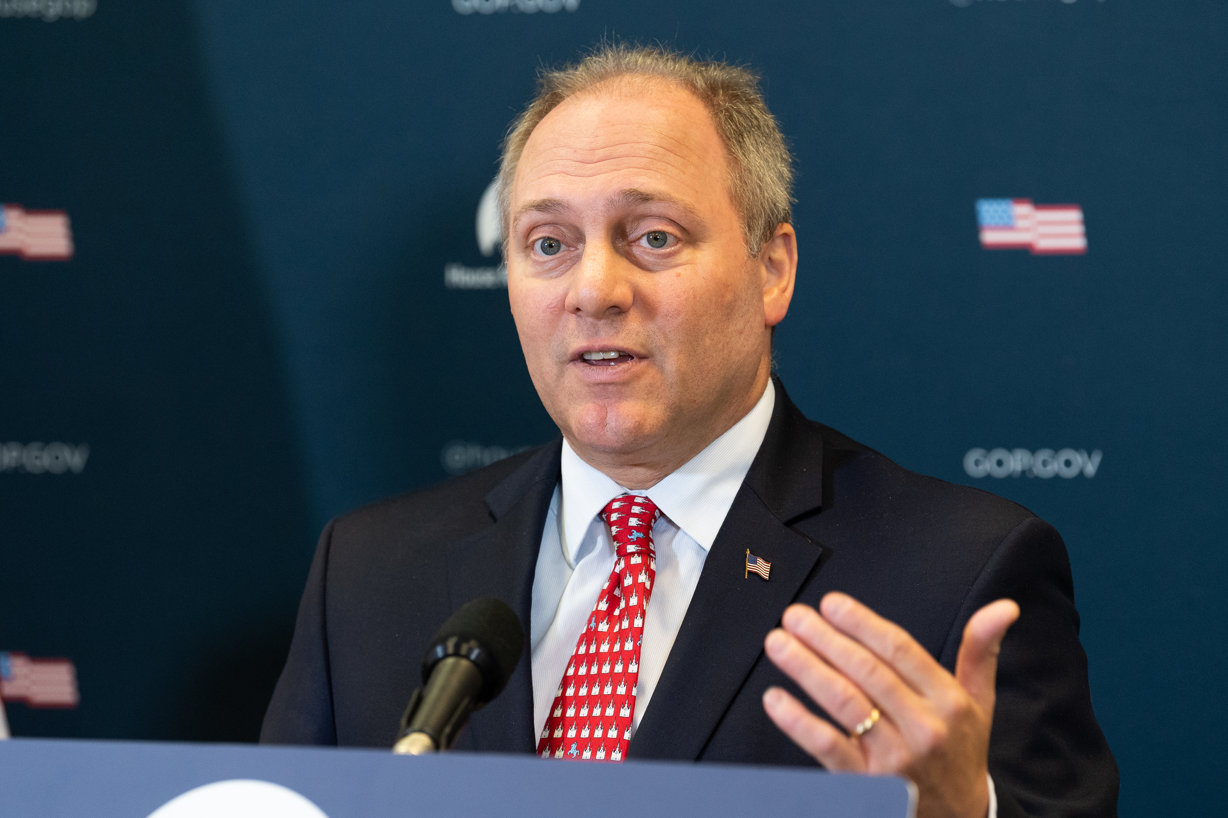 Rep. Steve Scalise (R-LA) introduced an anti-carbon tax resolution that passed the House on July 19, 2018. CREDIT: Michael Brochstein/SOPA Images/LightRocket via Getty Images