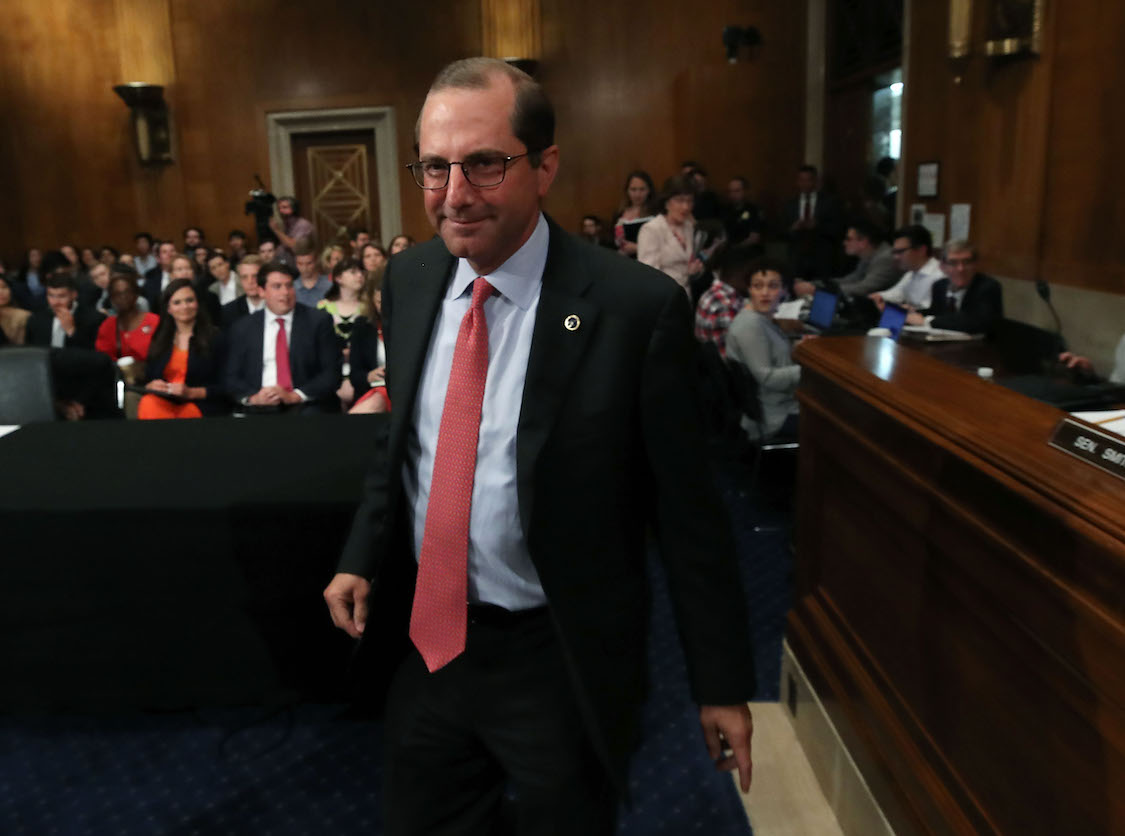 HHS Secretary Alex Azar appears to testify before the Senate Health, Education, Labor and Pensions Committee, on Capitol Hill June 12, 2018 in Washington, DC. (Photo Credit: Mark Wilson/Getty Images)