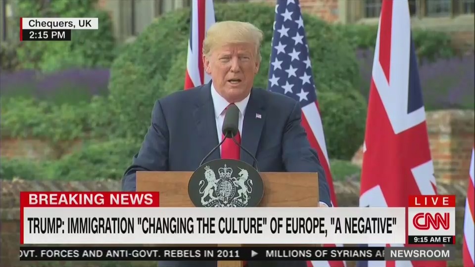 President Trump claimed this week that immigration was a "very negative" thing for Europe, during a joint press conference with British Prime Minister Theresa May. (PHOTO CREDIT: CNN, SCREENSHOT)