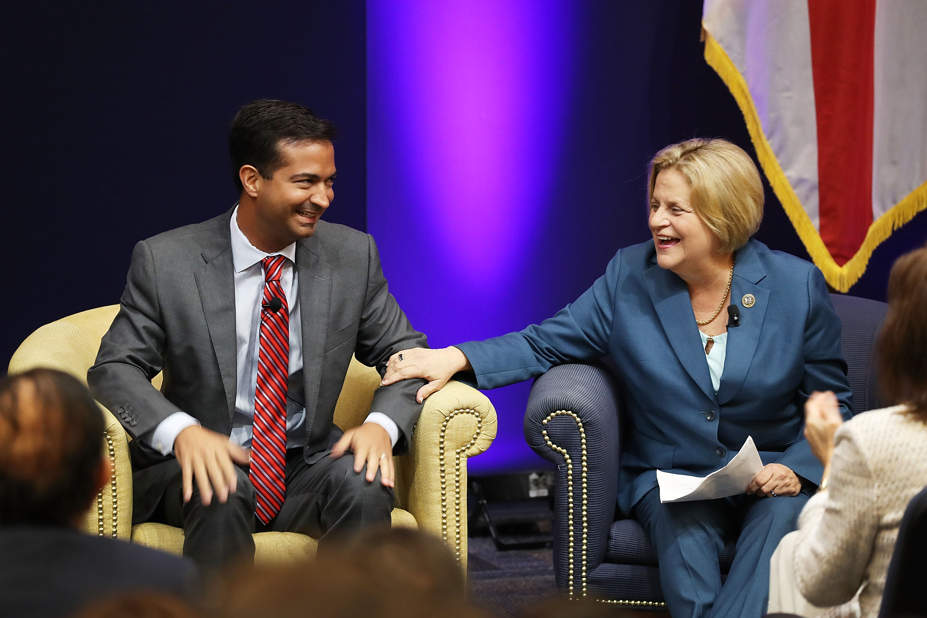 Reps. Carlos Curbelo (R-FL) and Ileana Ros-Lehtinen (R-FL) currently are members of the House Climate Solutions Caucus. CREDIT: Joe Raedle/Getty Images
