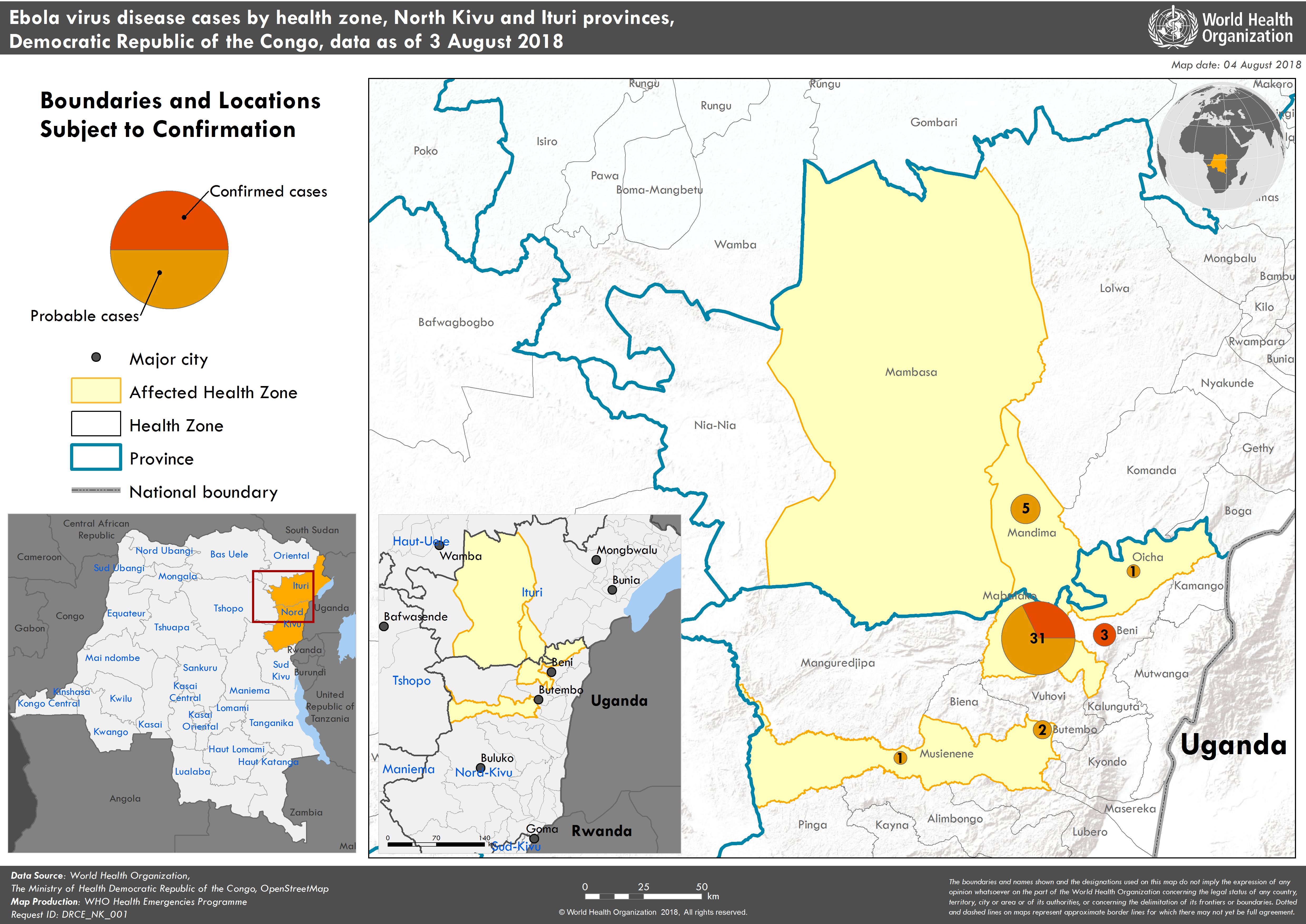 Current map of the North Kivu Ebola outbreak (Image credit: WHO)