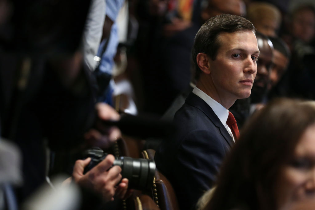 Senior Advisor to U.S. President Donald Trump, Jared Kushner attends a meeting with inner city pastors in the Cabinet Room of the White House on August 1, 2018 in Washington, DC. CREDIT: Oliver Contreras - Pool/Getty Images