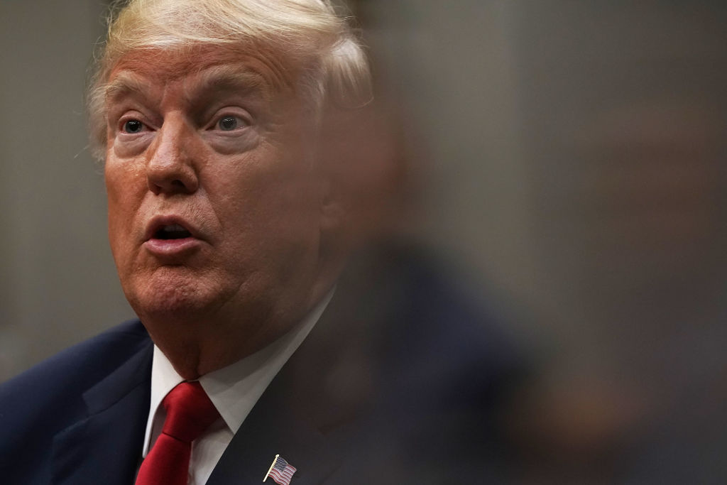 WASHINGTON, DC - AUGUST 29: U.S. President Donald Trump speaks during an announcement of a grant for a drug-free community support program at the Roosevelt Room of the White House August 29, 2018 in Washington, DC. According to the WhiteHouse.gov website, "the DFC Program provides grants to community coalitions to strengthen the infrastructure among local partners to create and sustain a reduction in local youth substance use." (Photo by Alex Wong/Getty Images)