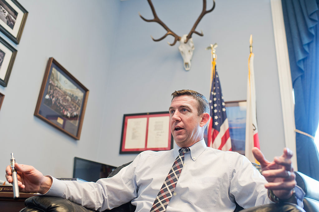 Rep. Duncan Hunter (R-CA) gives an interview about his vaporizer pen in his Rayburn office, in 2016. CREDIT: Tom Williams/CQ Roll Call