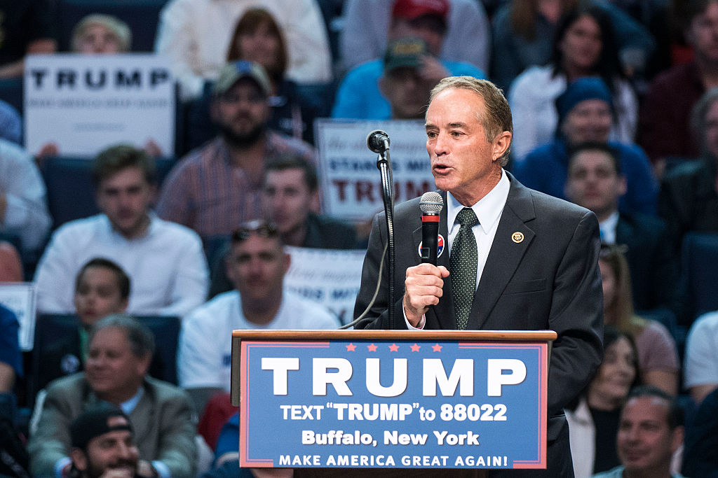 COLLINS SPEAKS AT A TRUMP RALLY IN APRIL 2016. (CREDIT: Al Drago/CQ Roll Call)
