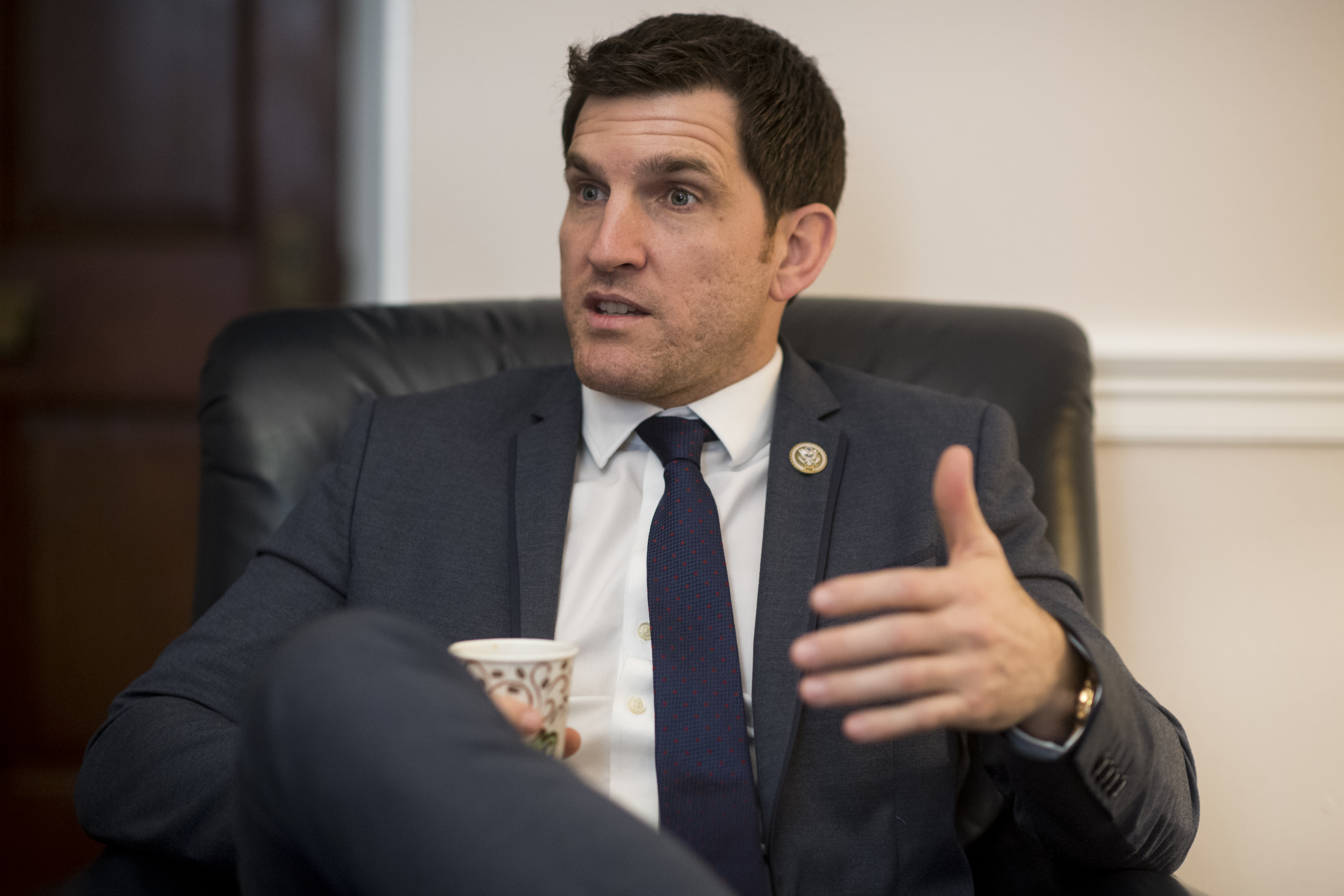 FEBRUARY 6: Rep. Scott Taylor, R-Va., speaks to a reporter in his office on Feb. 6, 2017. (Photo By Bill Clark/CQ Roll Call)