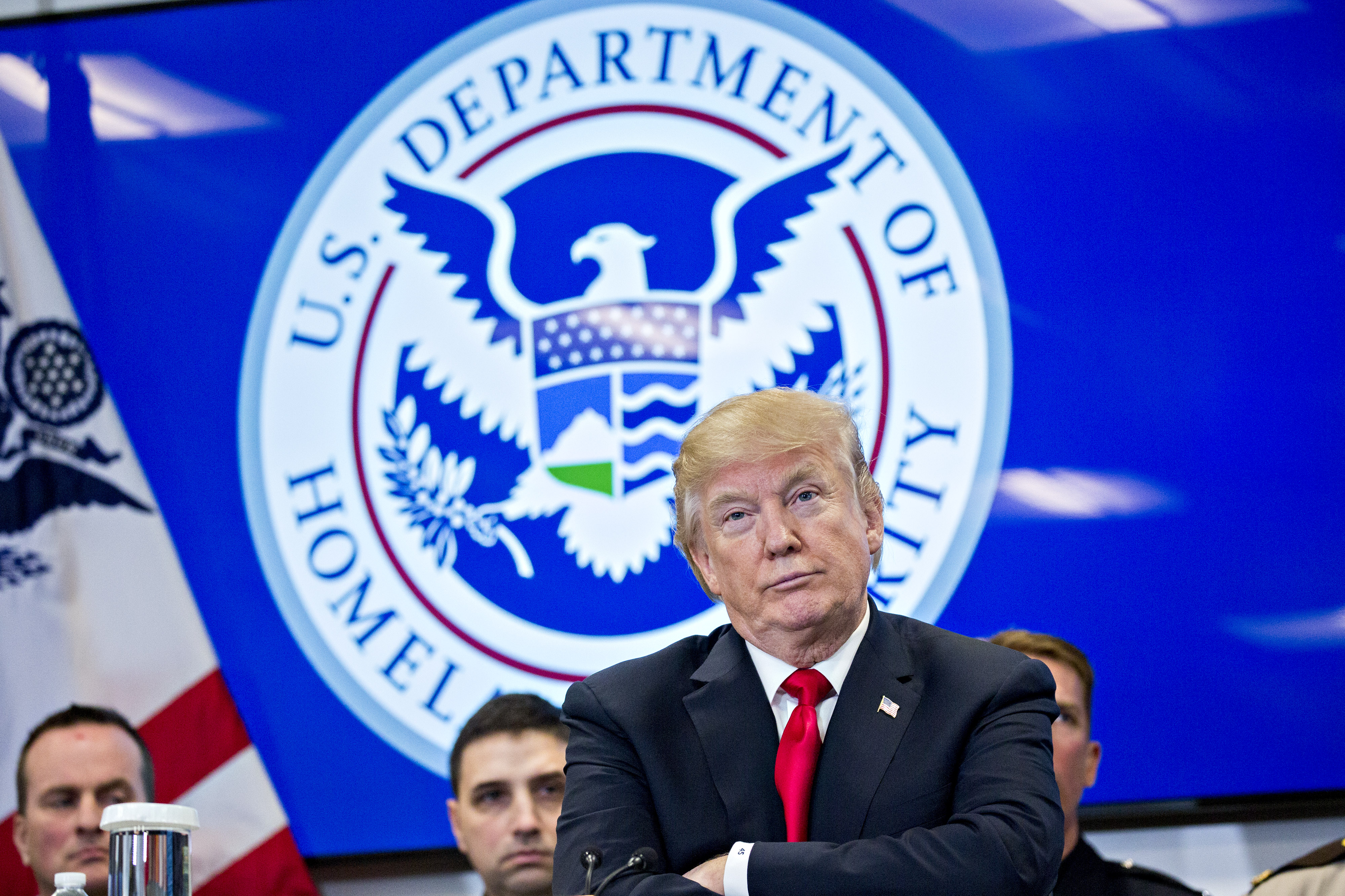 Trump honored immigration law enforcement agents at the White House Monday, where he praised one for having "perfect English." (Photo credit: Andrew Harrer-Pool/Getty Images)