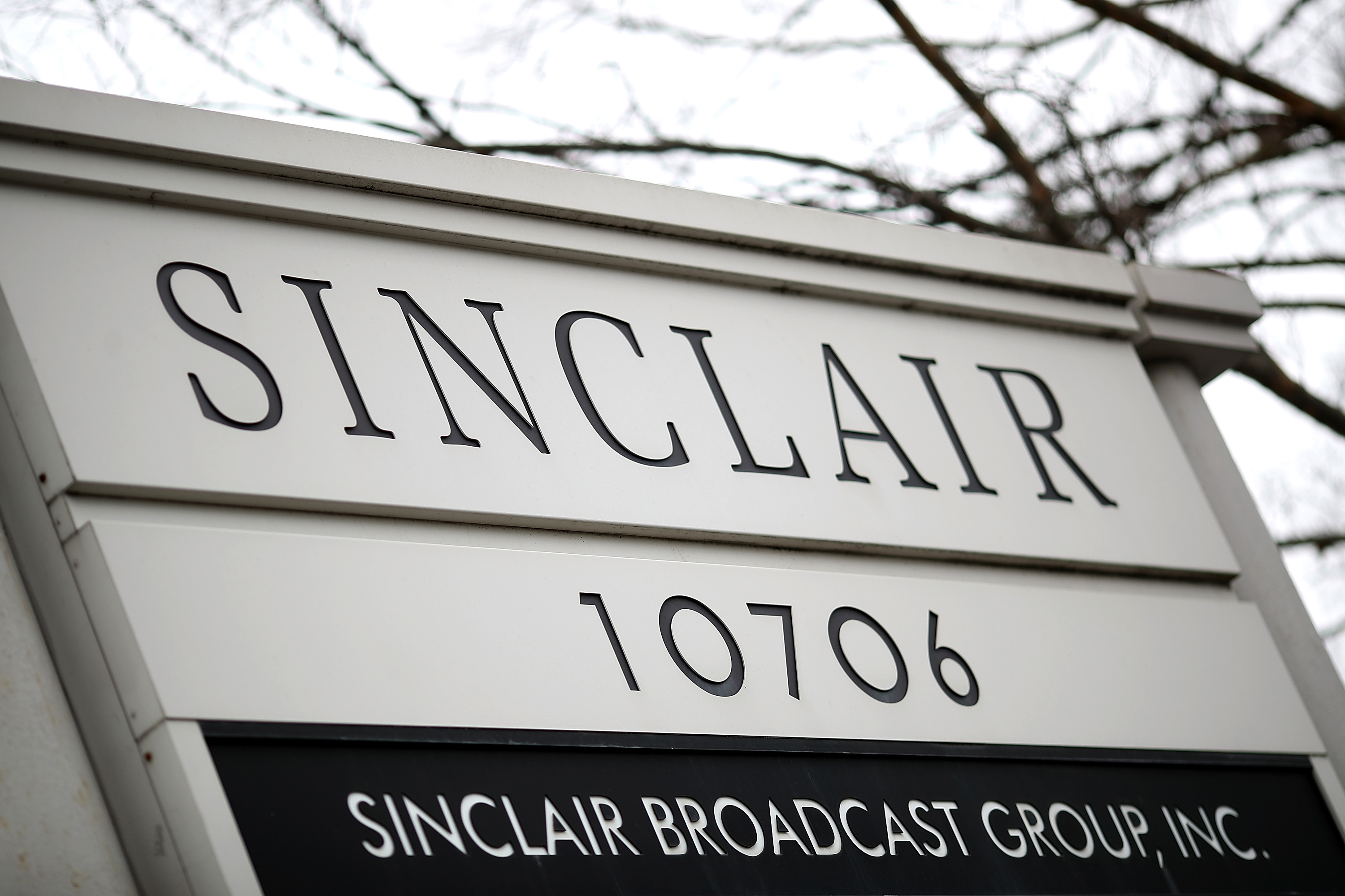 FILE PICTURE: The headquarters of the Sinclair Broadcast Group is shown April 3, 2018 in Hunt Valley, Maryland. (Photo by Win McNamee/Getty Images)