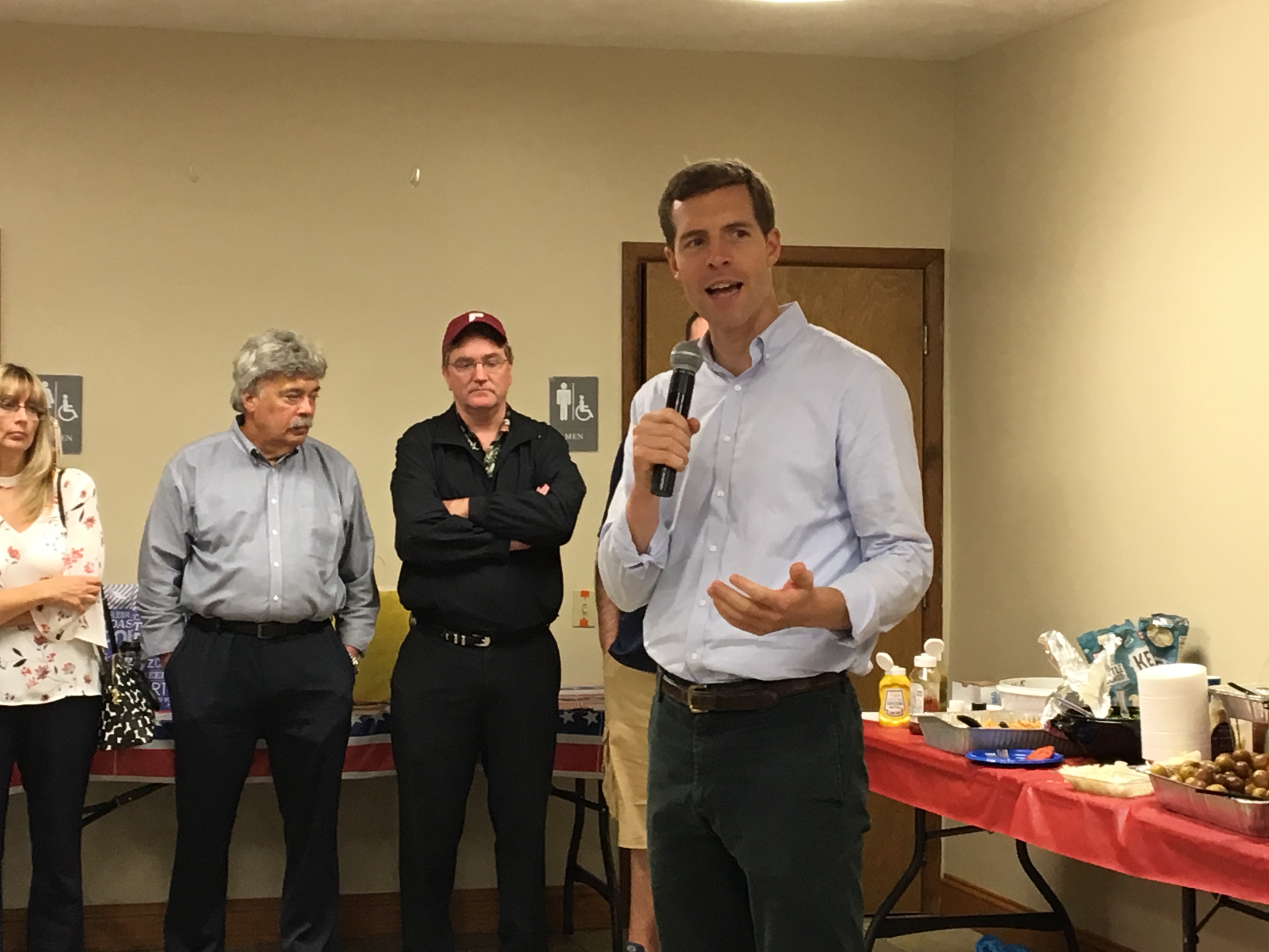 Conor Lamb speaks at the Ross Township Democratic picnic in Ross Township, PA on Friday, August 17, 2018. (Elham Khatami/ThinkProgress)