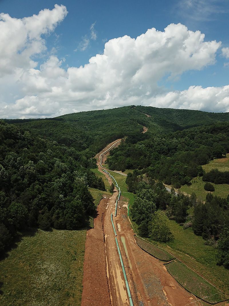 Construction teams work on the Mountain Valley Pipeline in West Virginia. CREDIT: Appalachians Against Pipelines
