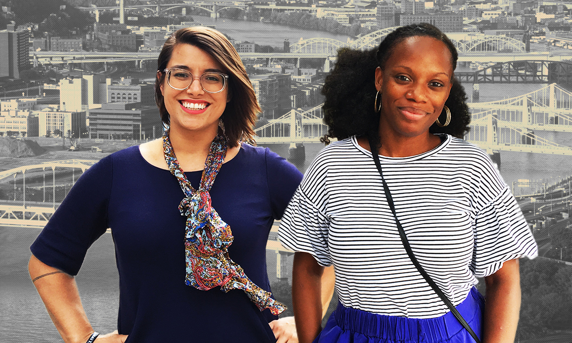 Pennsylvania's newest State House Representatives, Sara Innamorato (L) and Summer Lee (R), ran against longtime establishment Democrats. And they won. (Photo by Elham Khatami/ThinkProgress and Getty Images; Artwork by Diana Ofosu)