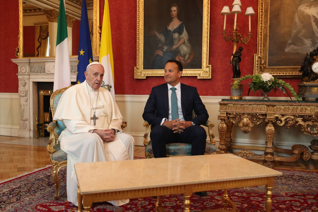 Pope Francis with Taoiseach Leo Varadkar, who is openly gay. CREDIT: NIall Carson - Pool/Getty Images