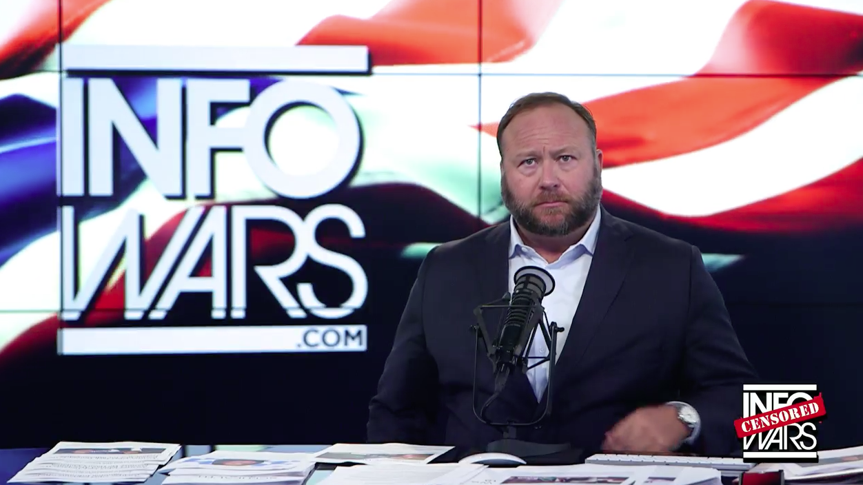 Conspiracy theorist Alex Jones' lawyer is trying to force the parents of a Sandy Hook victim to publicly release their addresses, a move that could further endanger the family, which has been living in hiding for six years. (PHOTO CREDIT: Alex Jones Show, screenshot)