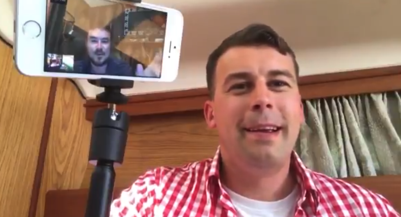 Patrick Little (right) chatting with Jason Kessler (left)