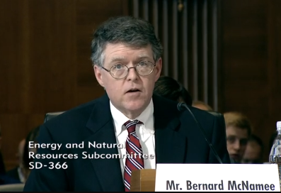Bernard McNamee, who is under consideration to serve on the Federal Energy Regulatory Commission, currently works as head of the Department of Energy’s Office of Policy. CREDIT: Screenshot/Senate ENR
