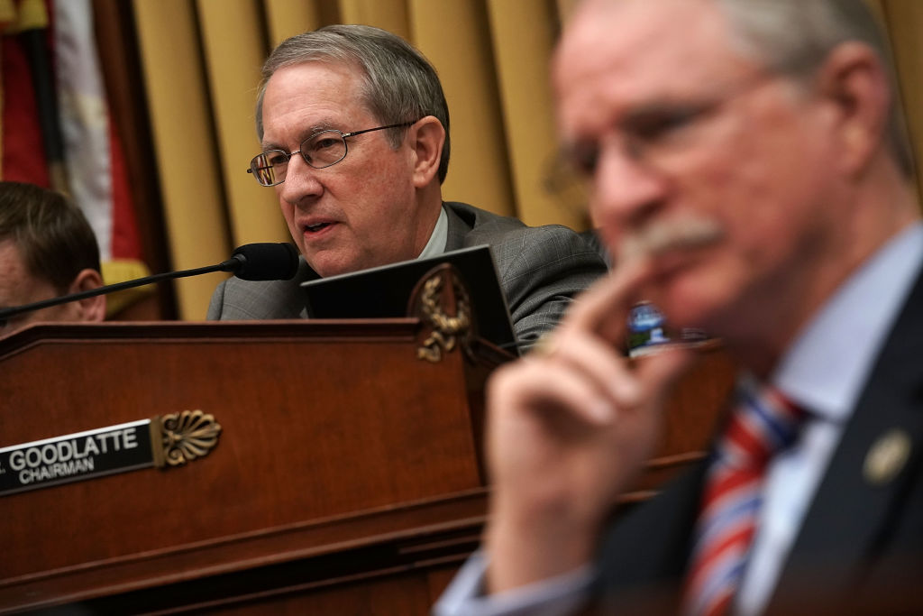 The son of House Judiciary Committee Chairman Bob Goodlatte (R-VA), Bobby Goodlatte, criticized his father's treatment of former FBI Agent Peter Strzok, who was fired Monday. (Photo credit: Alex Wong/Getty Images)