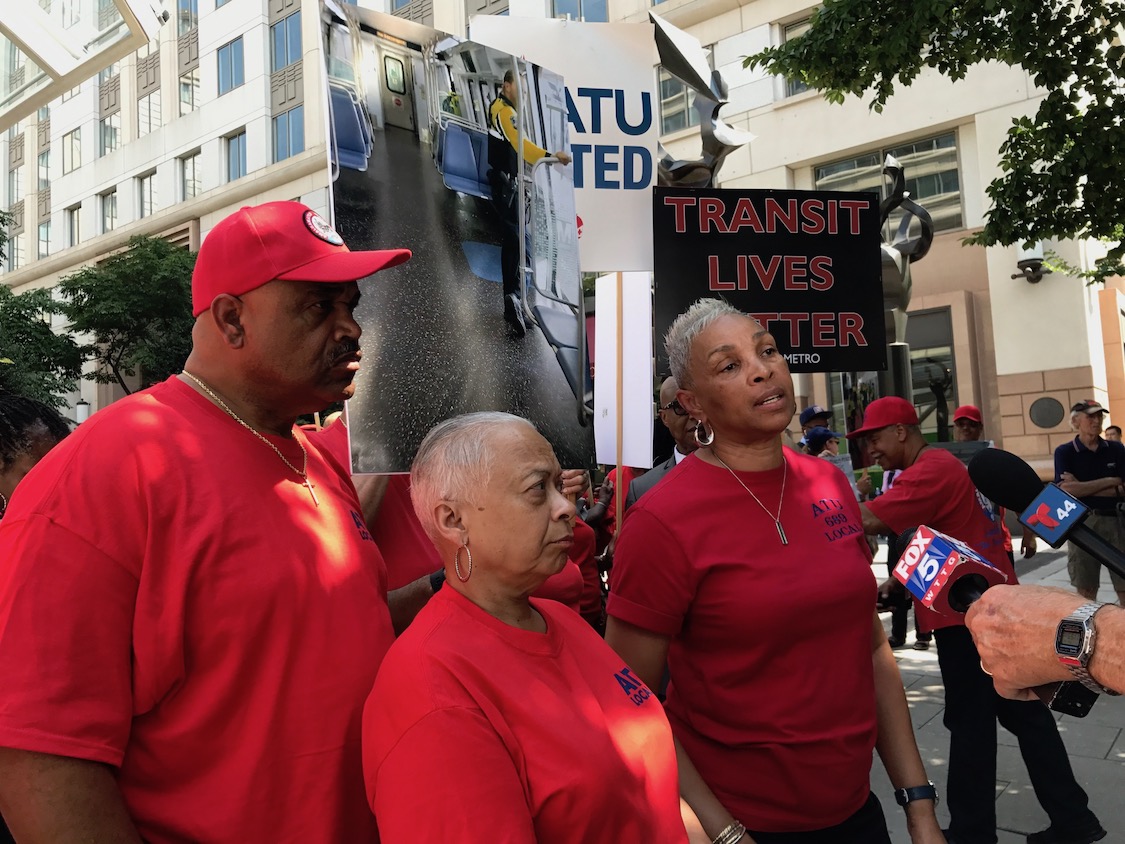 ATU Local 689 President Jackie Jeter answers questions from the media in Washington, D.C., Thursday, August 16, 2018. (CREDIT: Casey Quinlan/ThinkProgress)