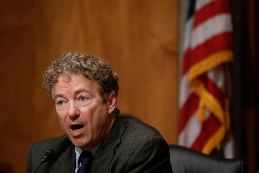 Sen. Rand Paul (R-KY) speaks during a Federal Spending Oversight And Emergency Management Subcommittee hearing June 6, 2018 on Capitol Hill in Washington, DC. (Credit: Aaron P. Bernstein/Getty Images)