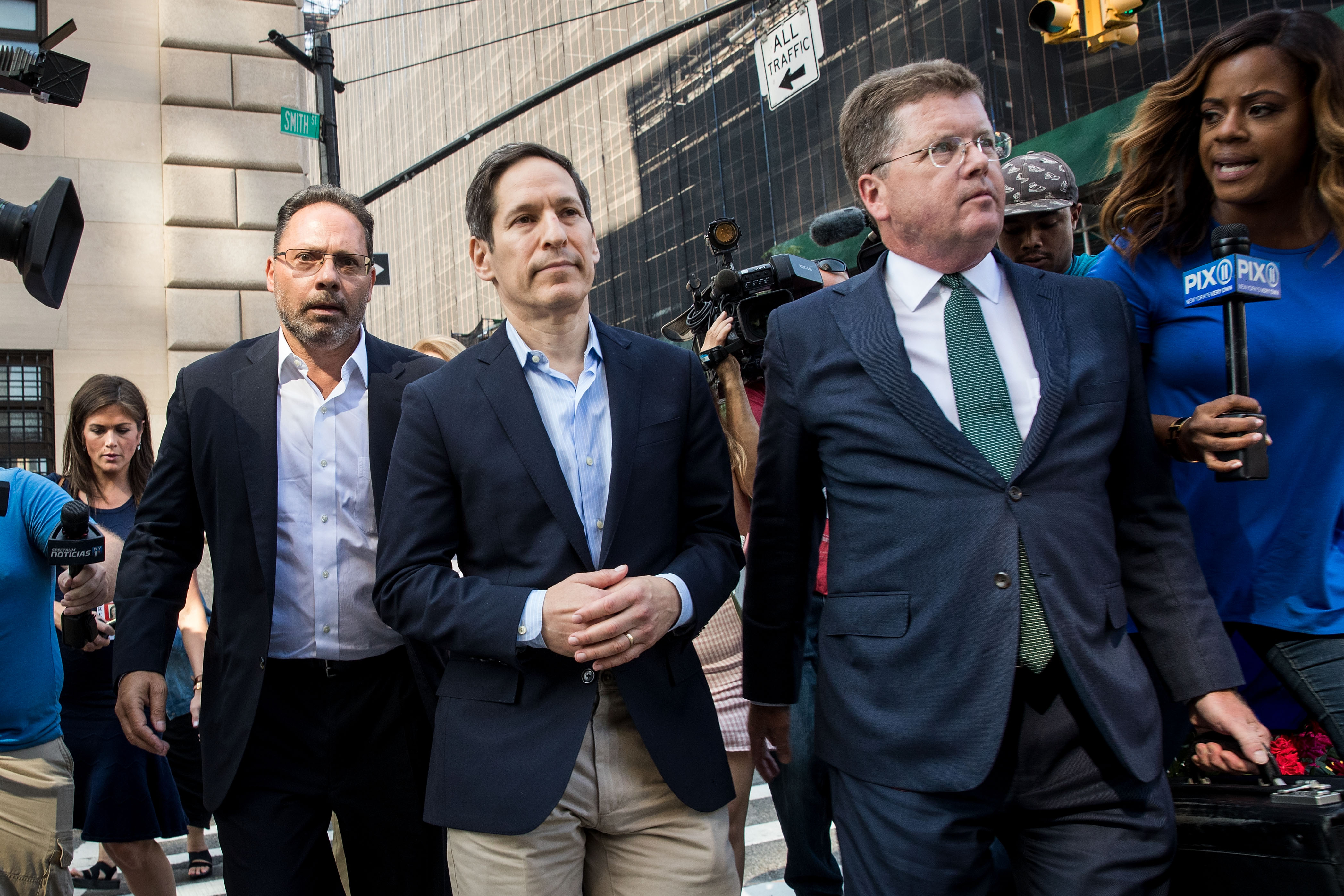 NEW YORK, NY - AUGUST 24: Tom Frieden, former Director of the Centers for Disease Control and Prevention, exits Brooklyn Criminal Court following his arrest on sex abuse charges, August 24, 2018 in New York City. (Photo by Drew Angerer/Getty Images)