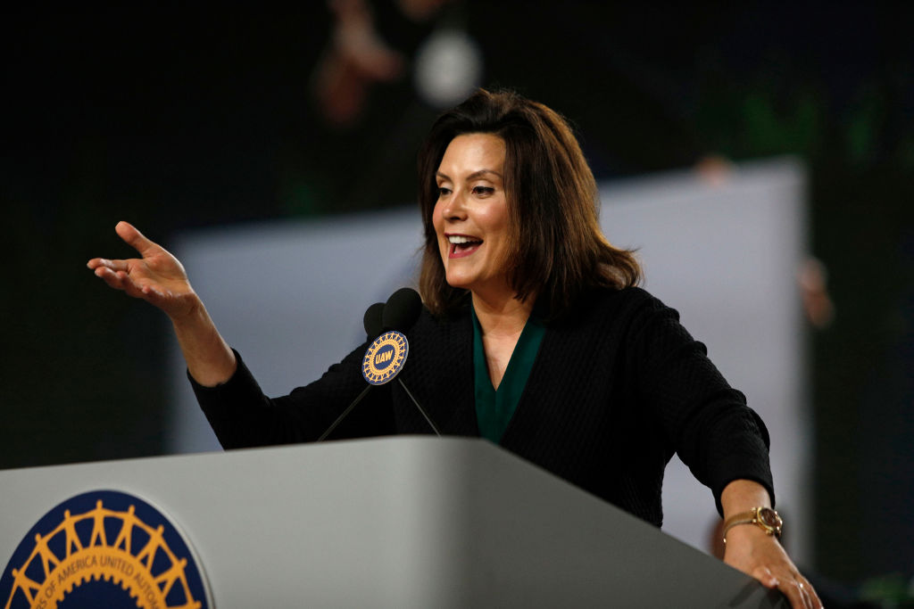 Michigan Democrat Gubernatorial candidate Gretchen Whitmer addresses the 37th United Auto Workers Constitutional Convention June 14, 2018 at Cobo Center in Detroit, Michigan (Photo Credit: Bill Pugliano/Getty Images)