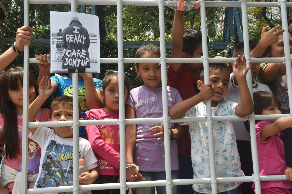 Children take part in a protest against U.S. immigration policies in Mexico City on June 26, 2018. (RODRIGO ARANGUA/AFP/Getty Images)
