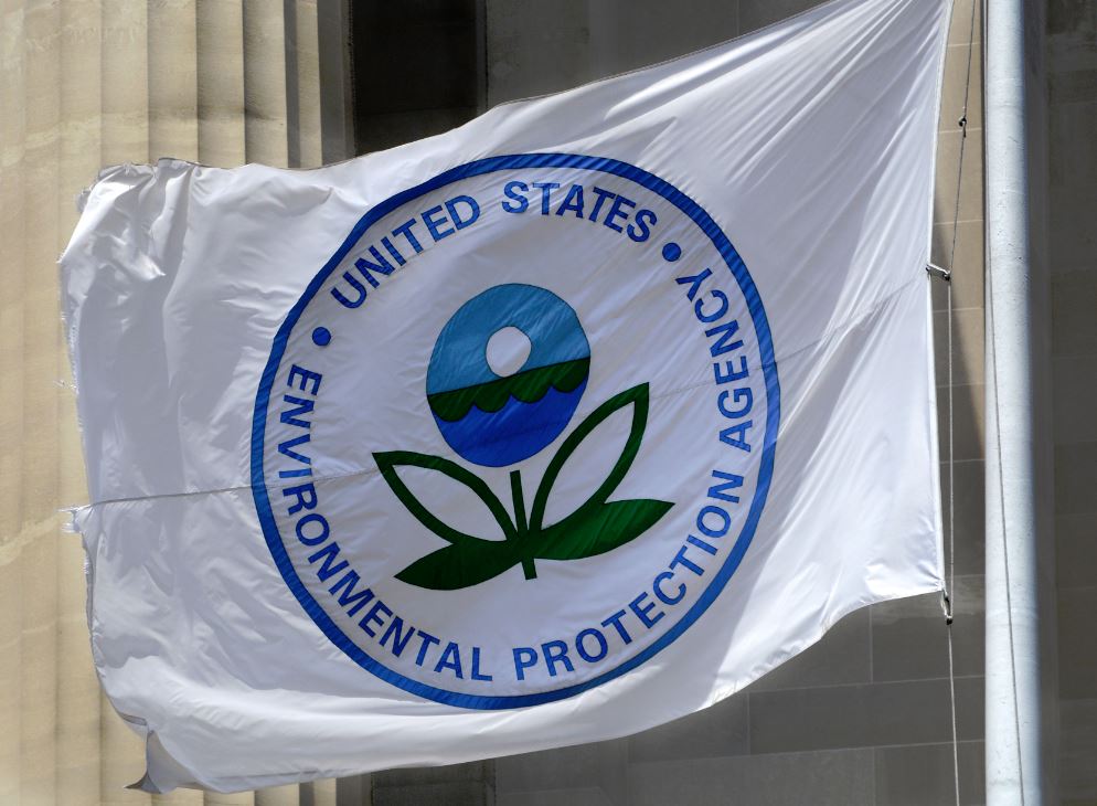 The EPA flag flies at the agency's headquarters in Washington, D.C. CREDIT: Robert Alexander/Getty Images