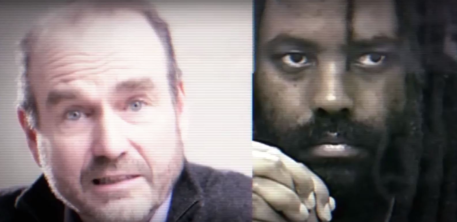 A new smear ad from Rep. Brian Fitzpatrick (R-PA) attempts to tie Democrat Scott Wallace (left) with "convicted cop killer" Mumia Abu-Jamal (right).
