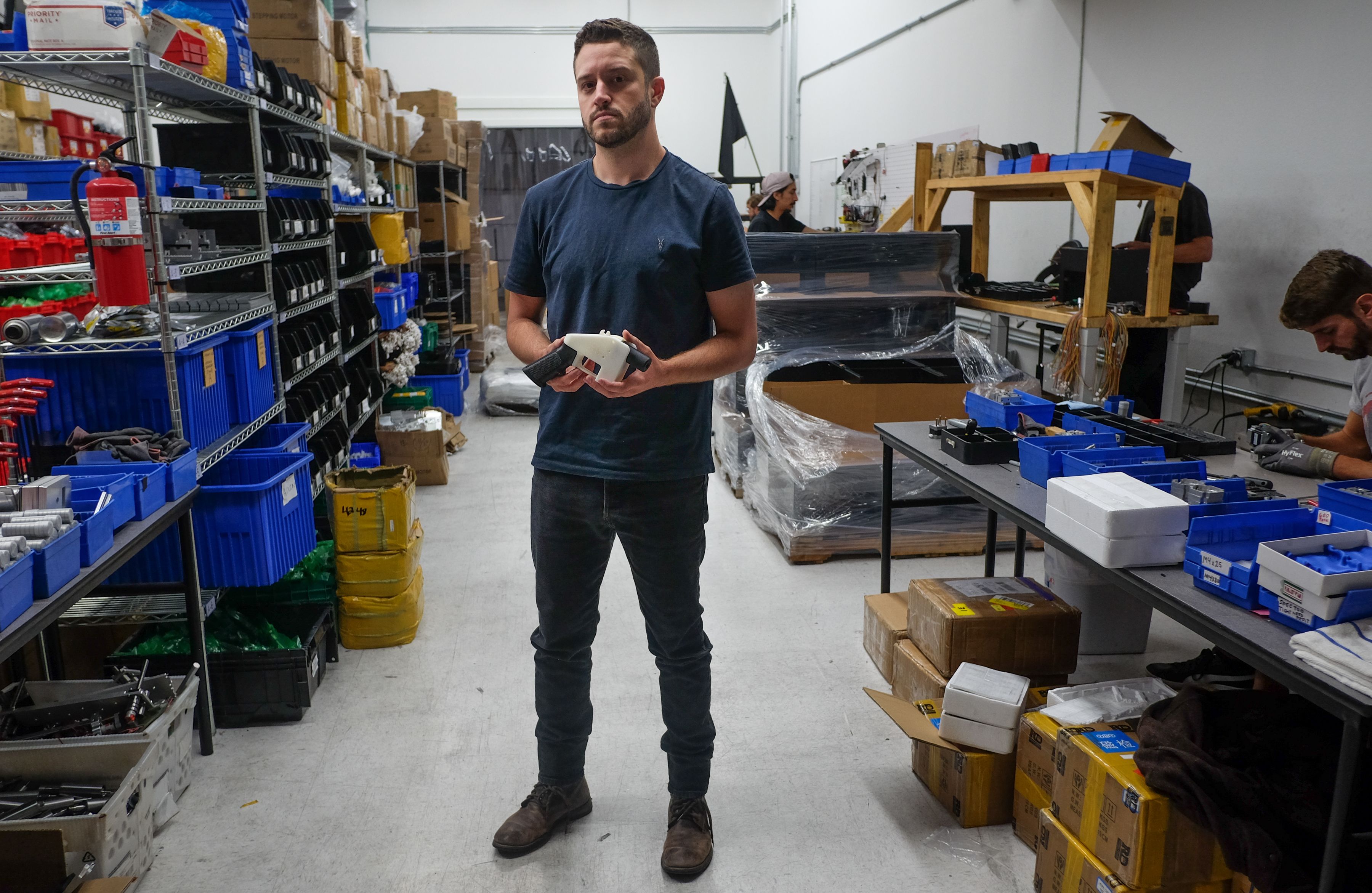 3-D printed gun enthusiast and creator of a white supremacist fundraising site Cody Wilson was booked into jail on Sunday. CREDIT: KELLY WEST / GETTY
