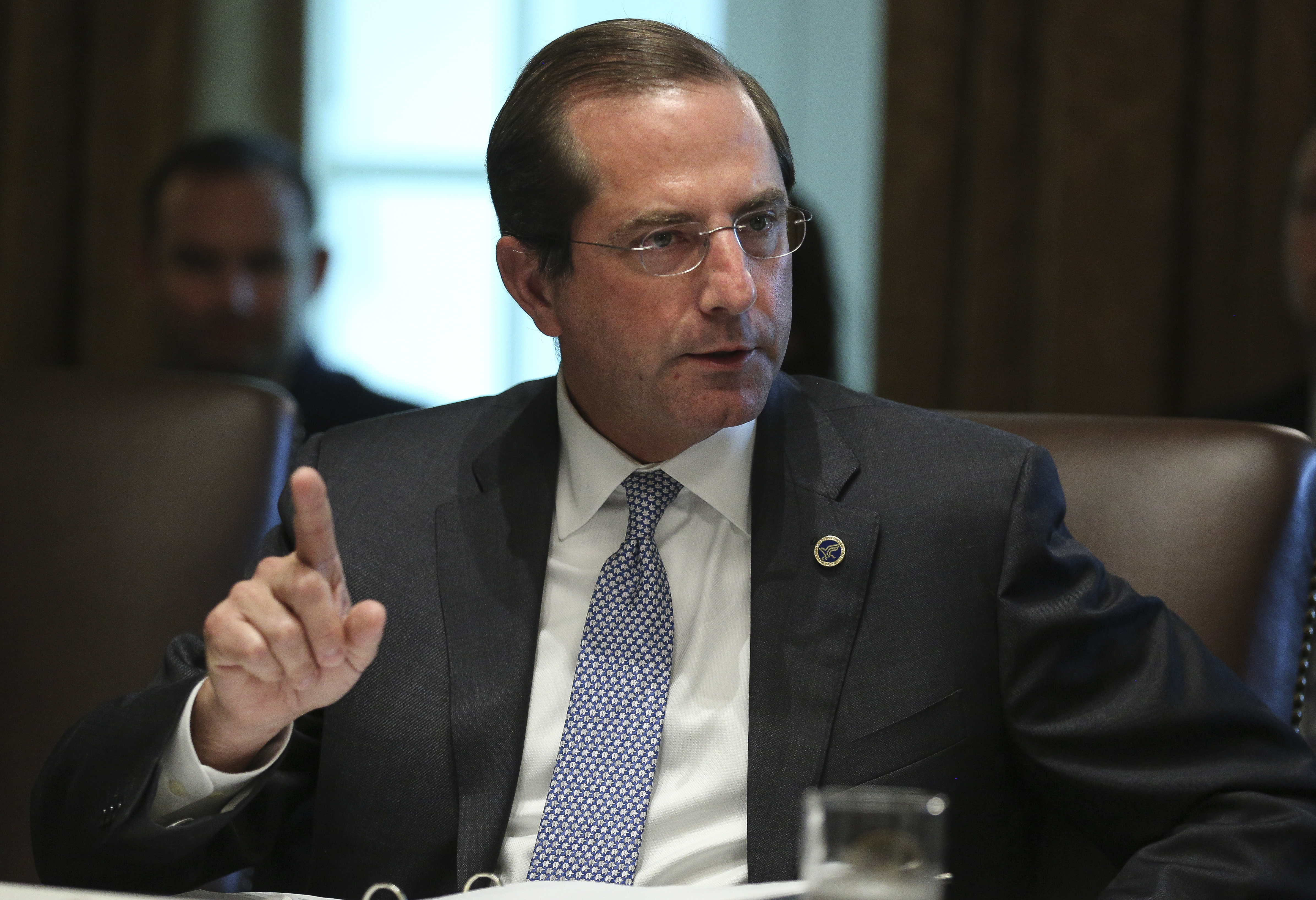 WASHINGTON, DC - AUGUST 16: Secretary of Health and Humans Services, Alex Azar speaks during a cabinet meeting in the Cabinet Room of the White House on August 16, 2018 in Washington, DC. (Photo by Oliver Contreras-Pool/Getty Images)