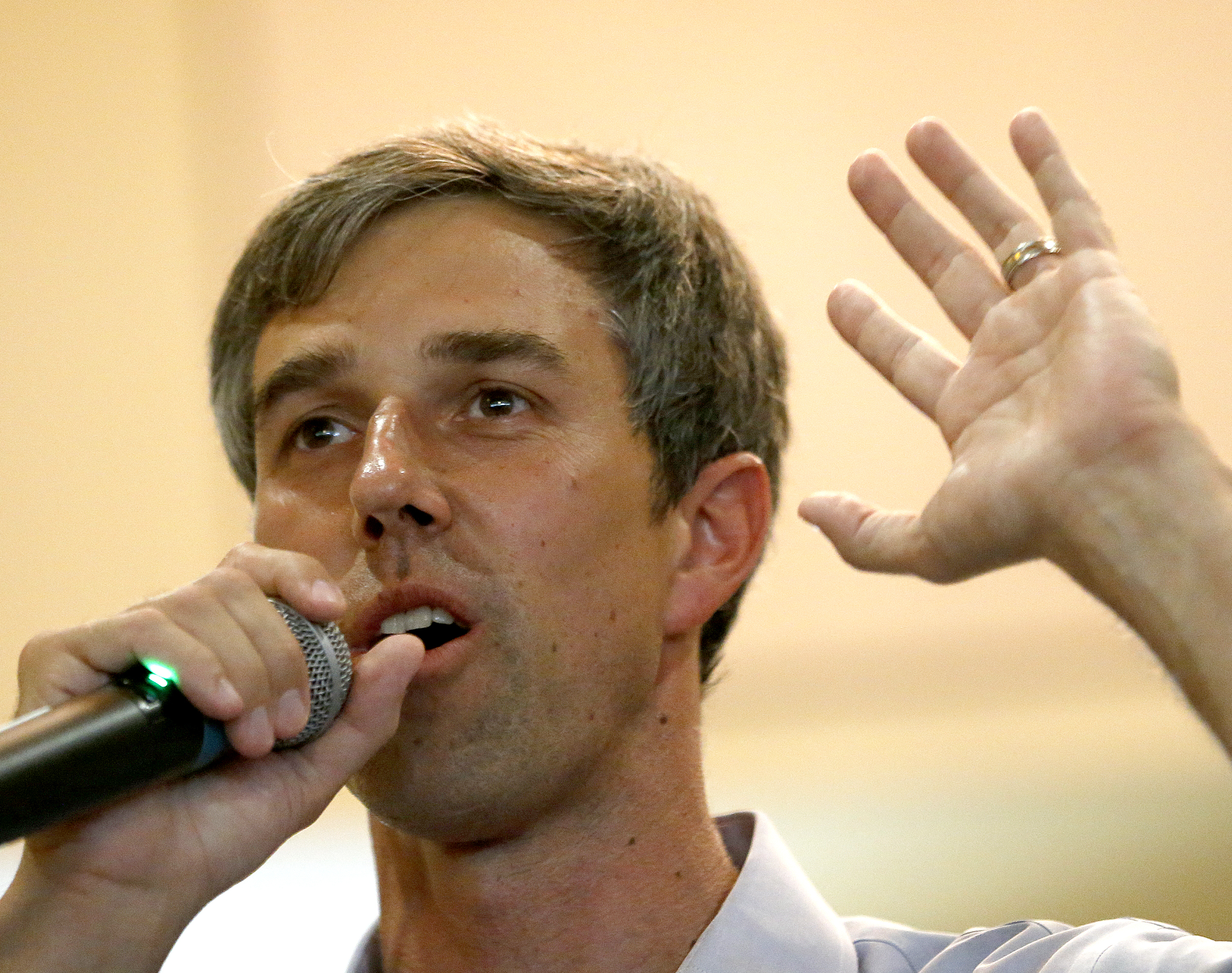 U.S. Rep Beto O'Rourke (D-TX) of El Paso speaks during a town hall meeting at the Quail Point Lodge on August 16, 2018 in Horseshoe Bay, Texas. CREDIT: Chris Covatta/Getty Images