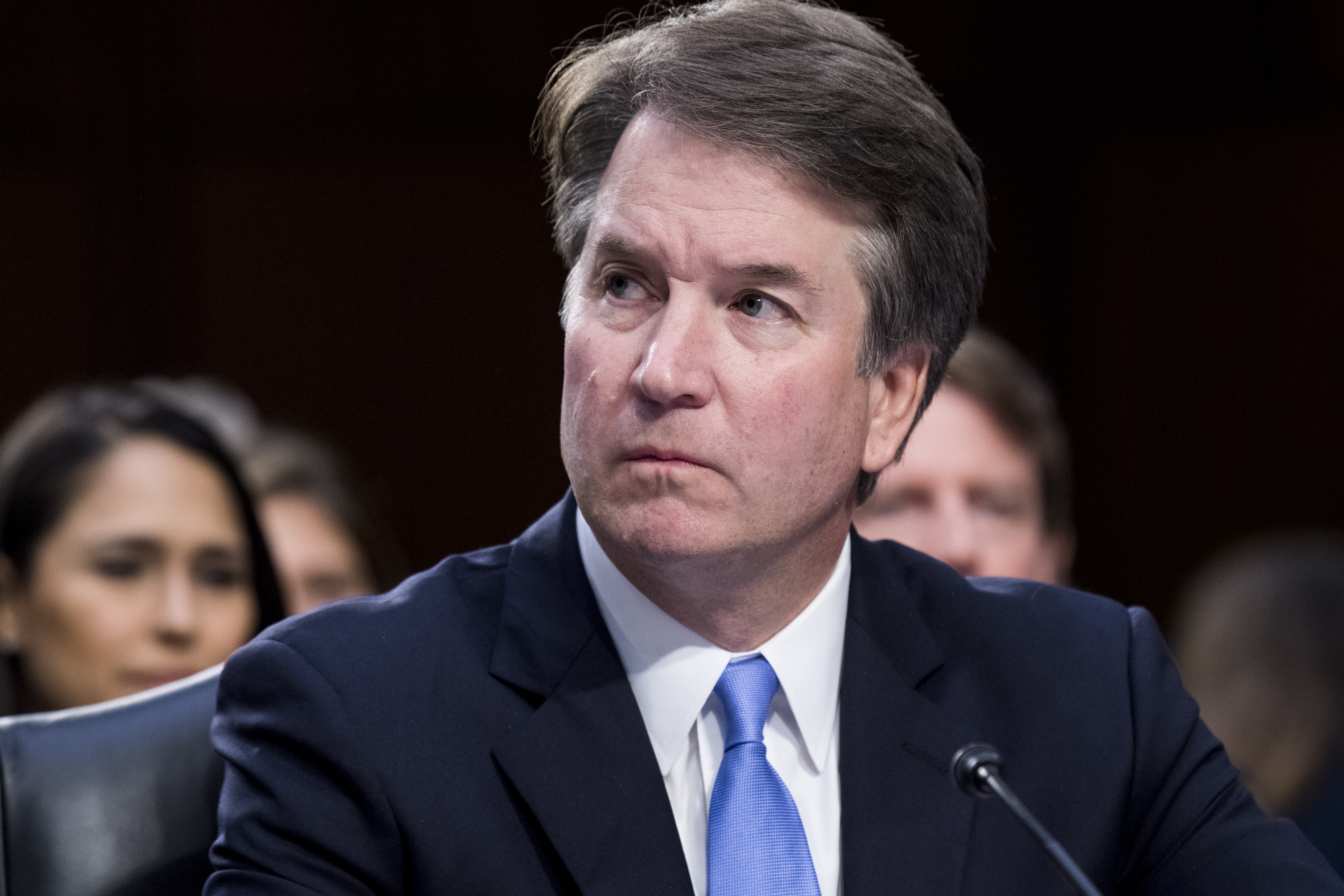 Brett Kavanaugh listens to Senators on day three of his confirmation hearing in the Senate Judiciary Committee to be Associate Justice of the Supreme Court on Thursday morning, Sept. 6, 2018. (Credit: Bill Clark/CQ Roll Call)