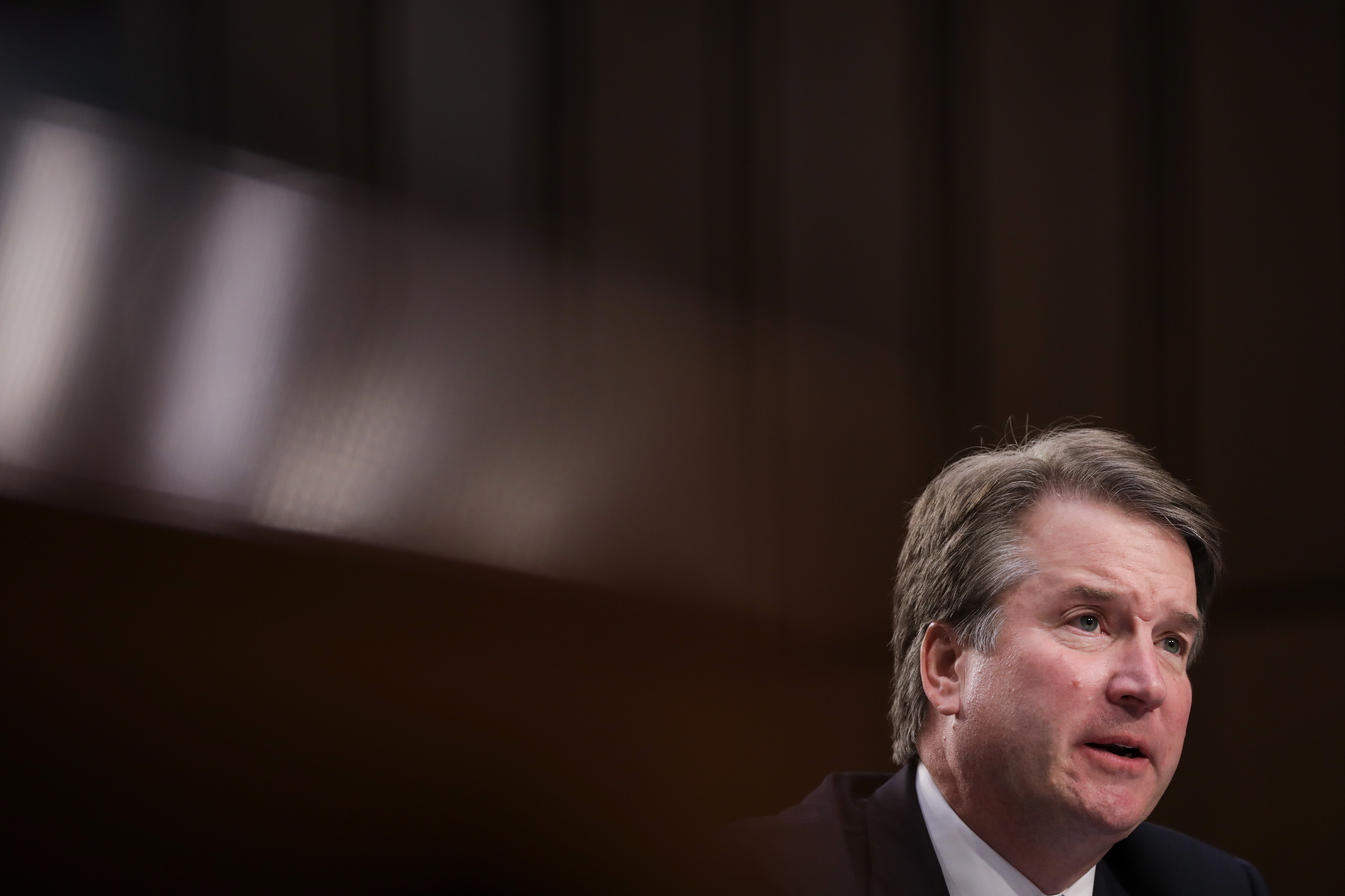 WASHINGTON, DC - SEPTEMBER 6: Supreme Court nominee Judge Brett Kavanaugh testifies before the Senate Judiciary Committee on the third day of his confirmation hearing on Capitol Hill September 6, 2018 in Washington, DC. Kavanaugh was nominated by President Donald Trump to fill the vacancy on the court left by retiring Associate Justice Anthony Kennedy. (Photo by Drew Angerer/Getty Images)