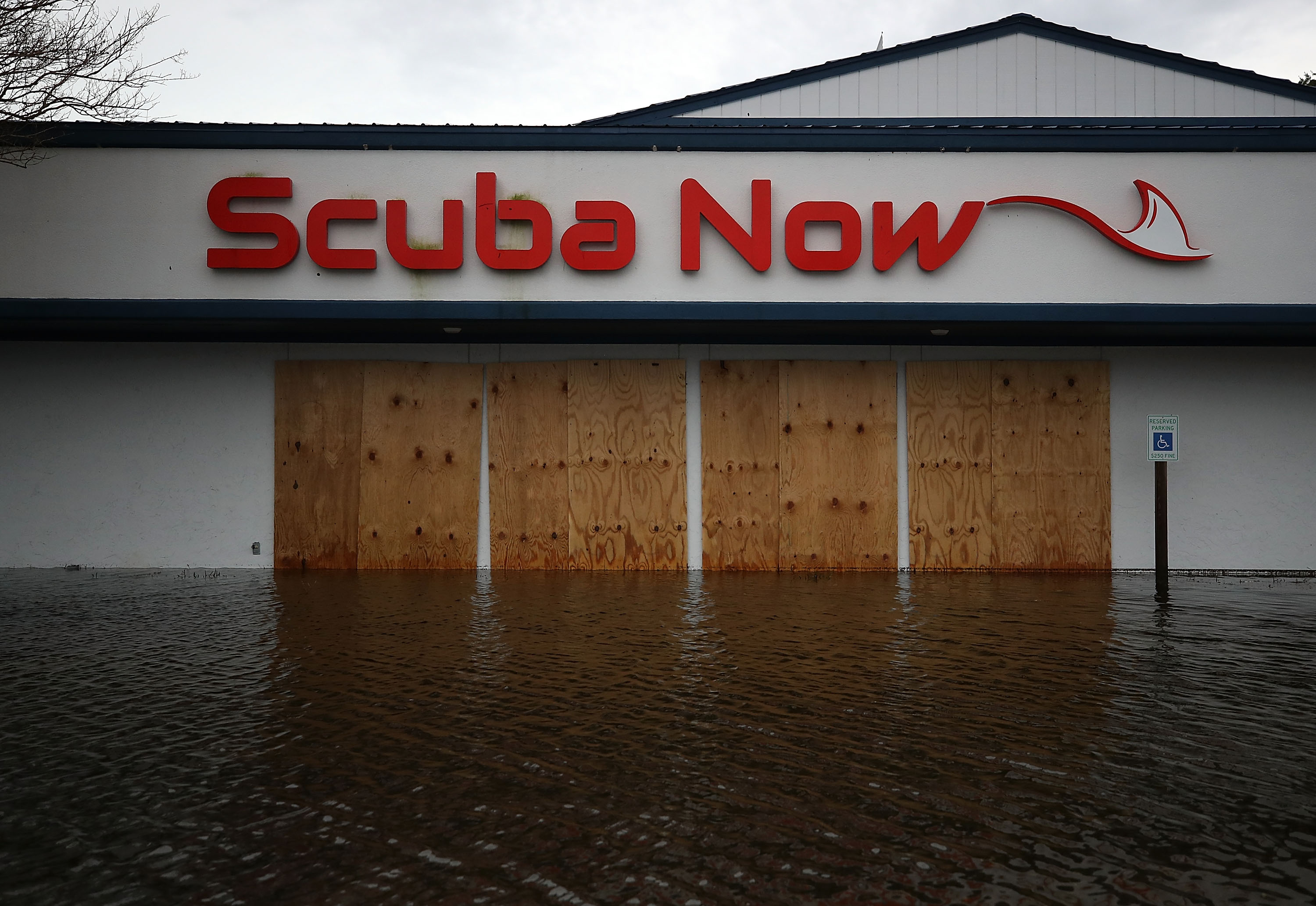 Hurricane Florence floods a local business on September 16 in Wilmington, NC. CREDIT: Mark Wilson/Getty Images