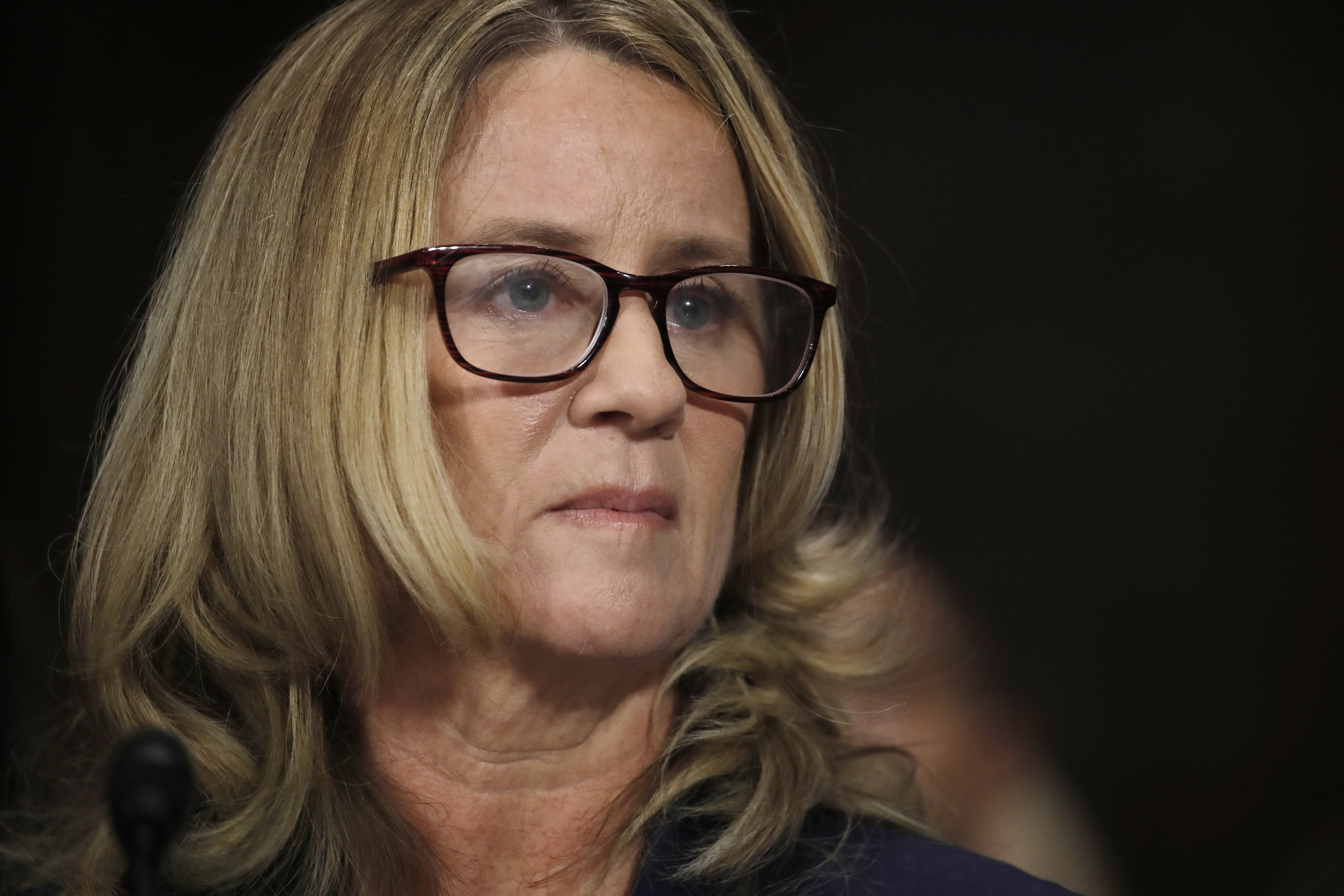 Professor Christine Blasey Ford, who has accused U.S. Supreme Court nominee Brett Kavanaugh of a sexual assault in 1982, testifies before a Senate Judiciary Committee confirmation hearing for Kavanaugh on Capitol Hill September 27, 2018 in Washington, DC. (Photo credit: Jim Bourg-Pool/Getty Images)