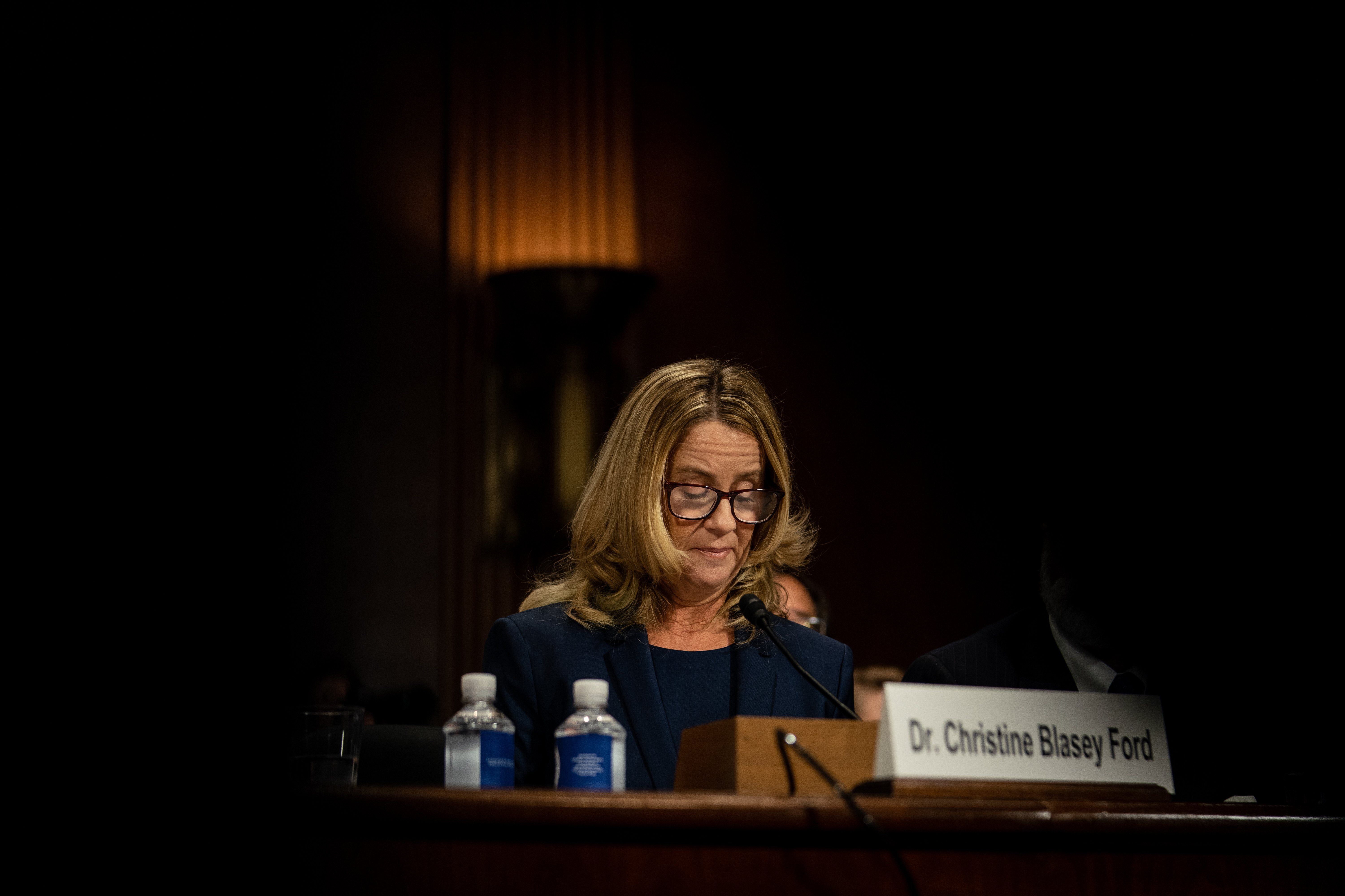 Christine Blasey Ford testifies before the U.S. Senate Judiciary Committee at the Dirksen Senate Office Building on Capitol Hill September 27, 2018 in Washington, DC. CREDIT: Erin Schaff-Pool/Getty Images