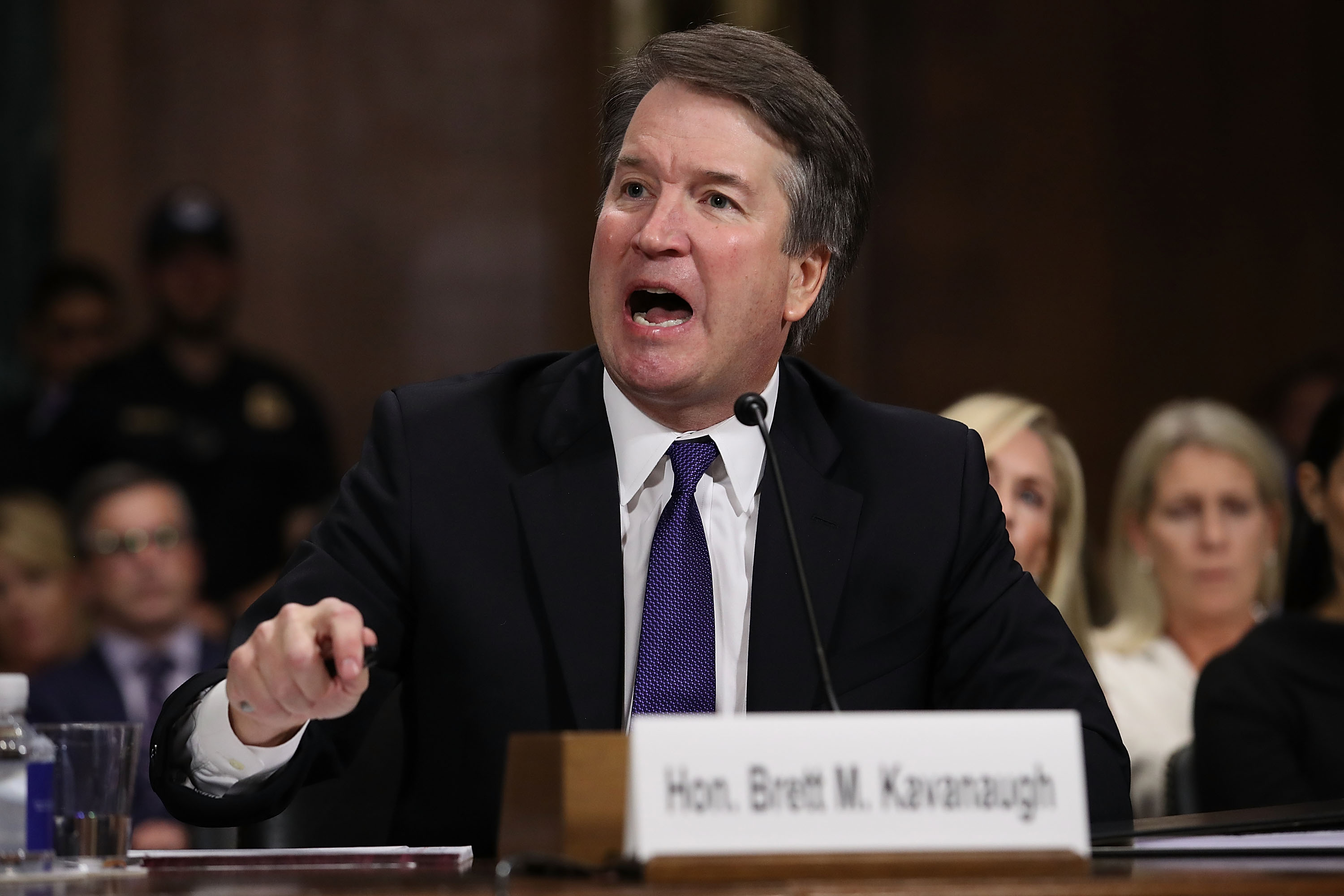 WASHINGTON, DC - SEPTEMBER 27: Judge Brett Kavanaugh testifies to the Senate Judiciary Committee during his Supreme Court confirmation hearing in the Dirksen Senate Office Building on Capitol Hill September 27, 2018 in Washington, DC. Kavanaugh was called back to testify about claims by Christine Blasey Ford, who has accused him of sexually assaulting her during a party in 1982 when they were high school students in suburban Maryland. (Photo by Win McNamee/Getty Images)