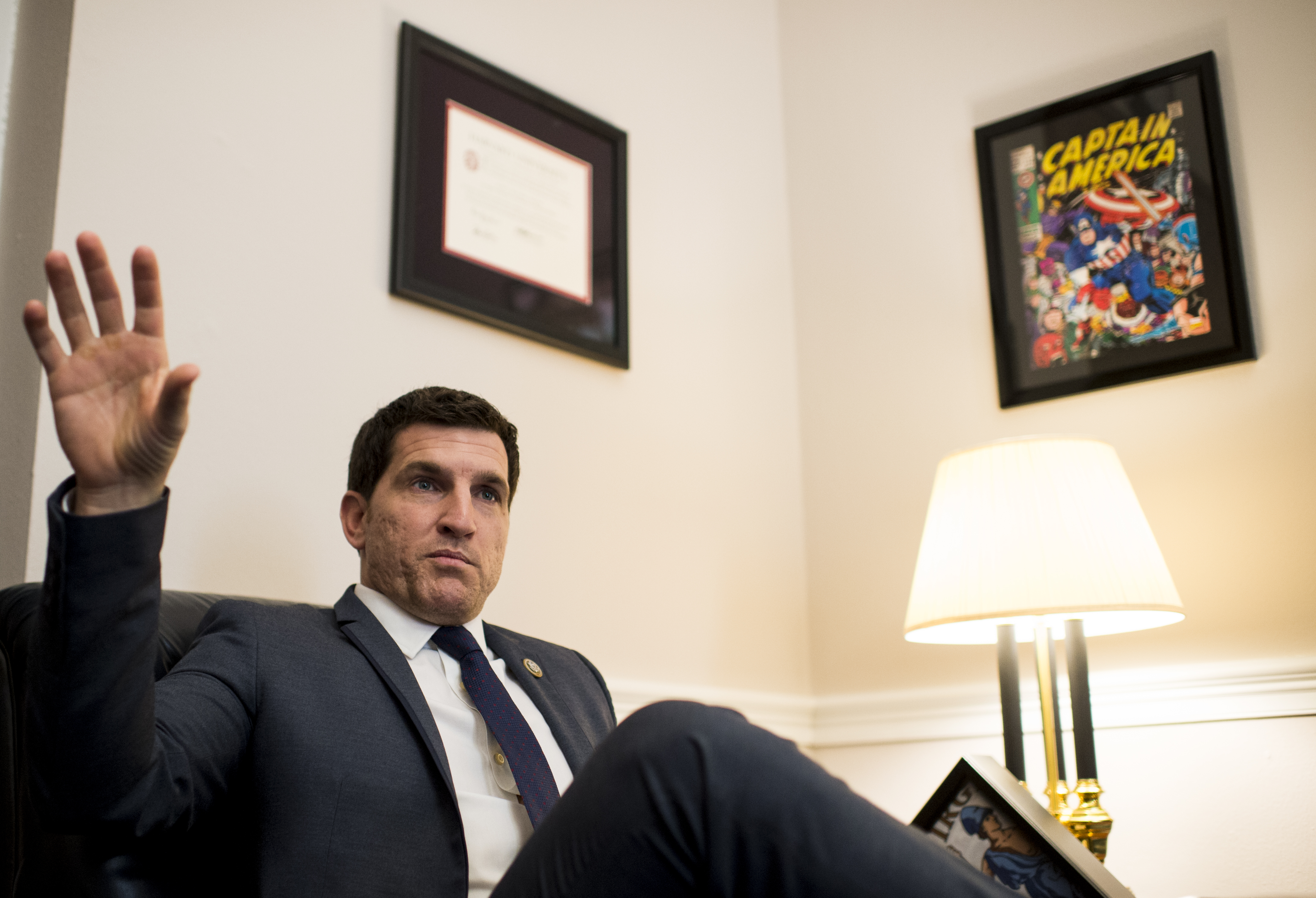 Rep. Scott Taylor (R-VA) speaks to a reporter in his office on Feb. 6, 2017. CREDIT: Bill Clark/CQ Roll Call