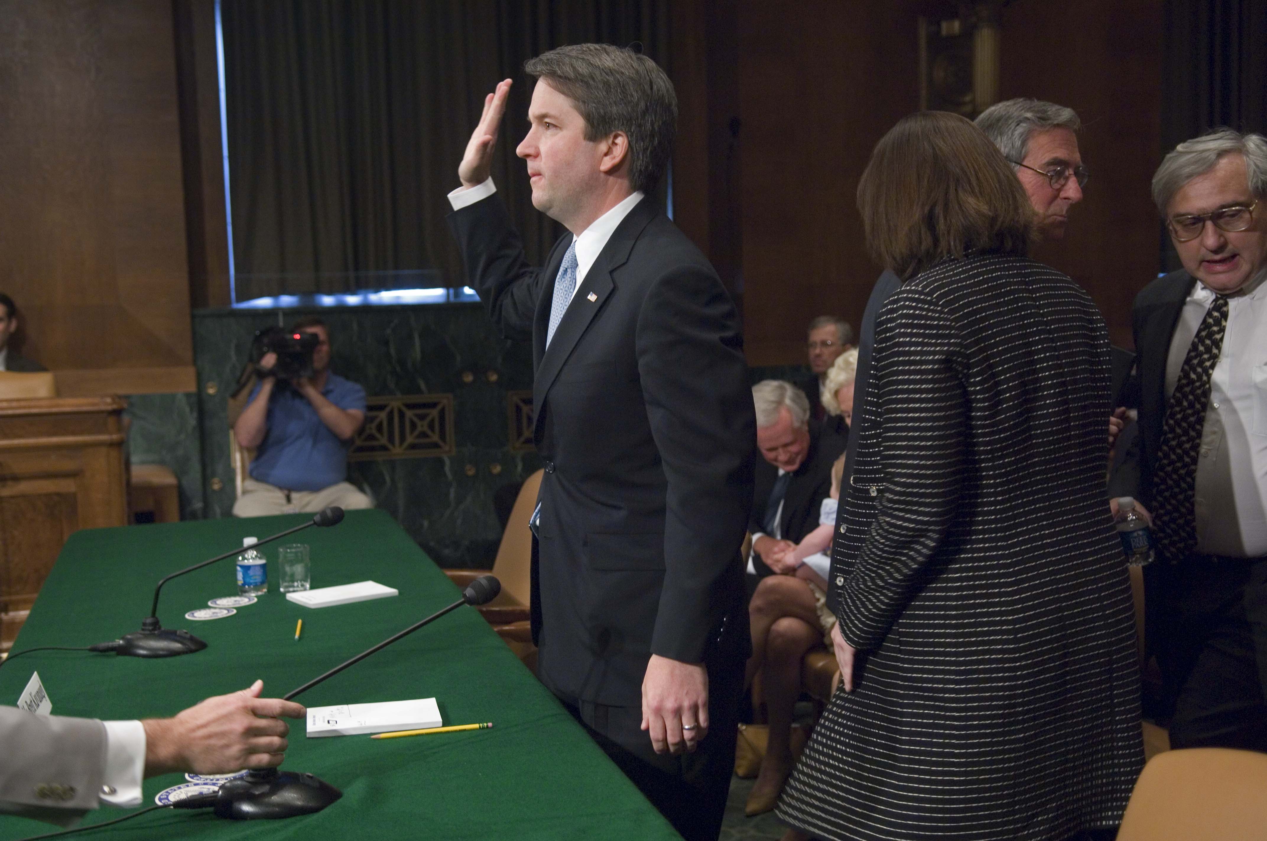 Brett M. Kavanaugh is sworn in to testify during a second Senate Judiciary confirmation hearing. (Photo by Scott J. Ferrell/Congressional Quarterly/Getty Images)