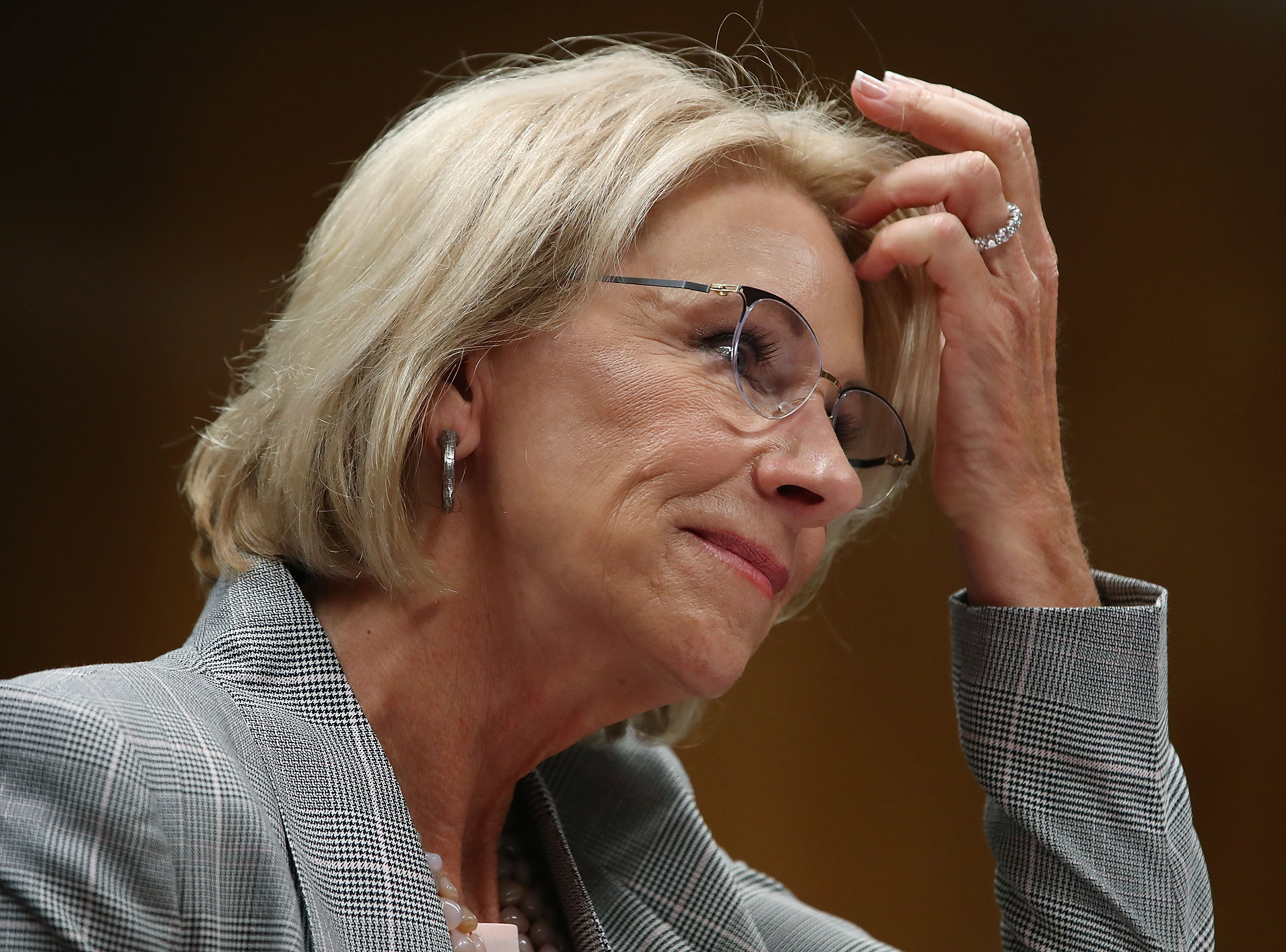 Education Secretary Betsy DeVos testifies during a Senate Appropriations Subcommittee hearing on Capitol Hill, June 5, 2018 in Washington, DC. (Photo Credit: Mark Wilson/Getty Images)