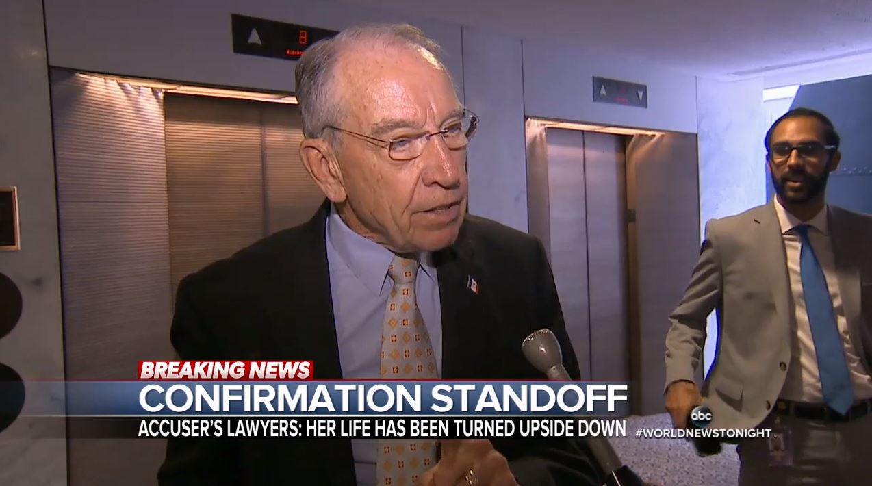 ABC News on Friday showed then-Judicary staffer Garrett Ventry standing beside Chairman Chuck Grassley (R-IA).